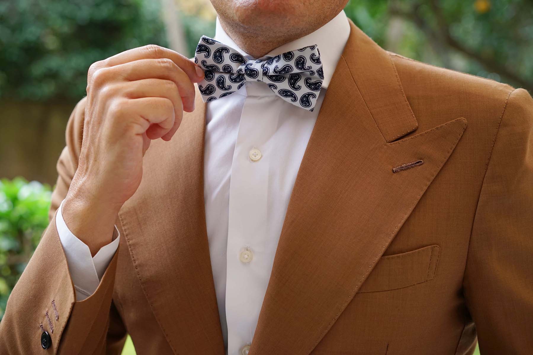 Picasso White on Blue Paisley Bow Tie