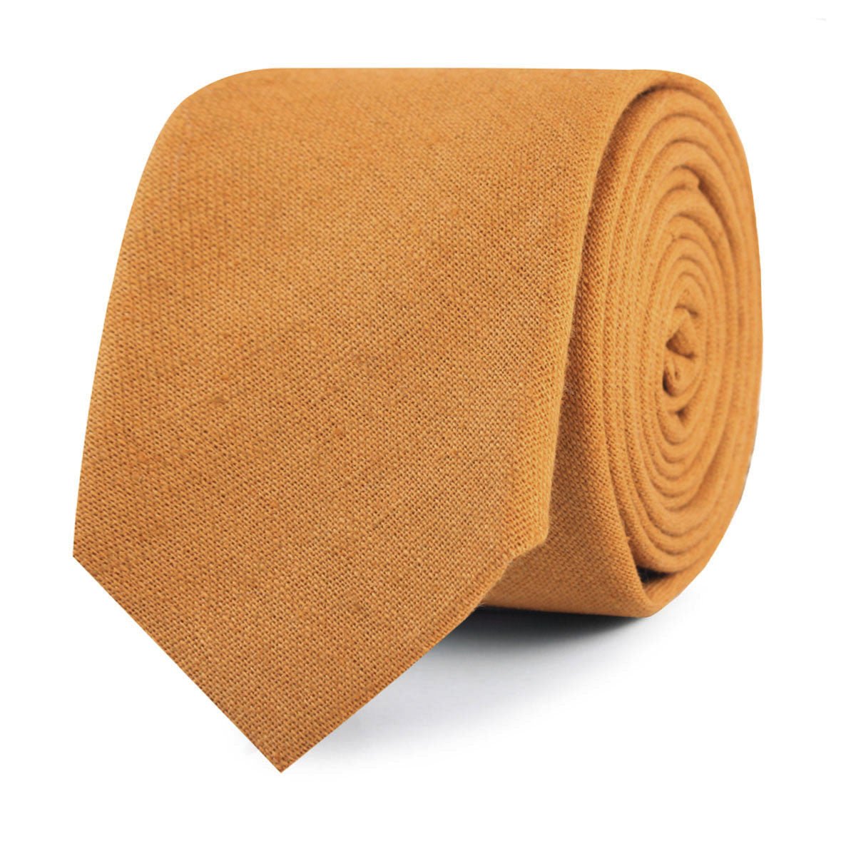 Mustard Yellow Slub Linen Skinny Tie