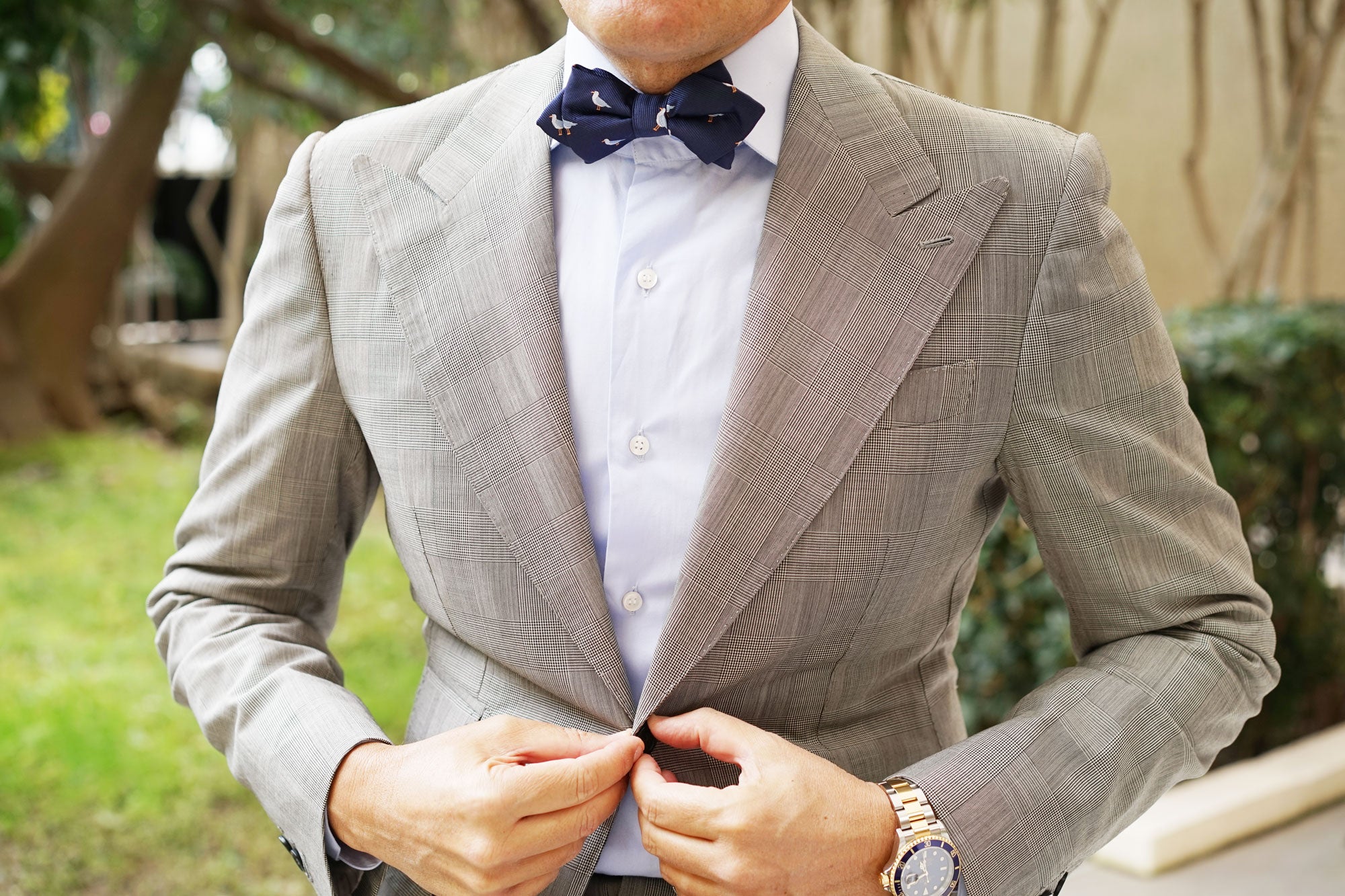 Seagull Bird Diamond Bow Tie