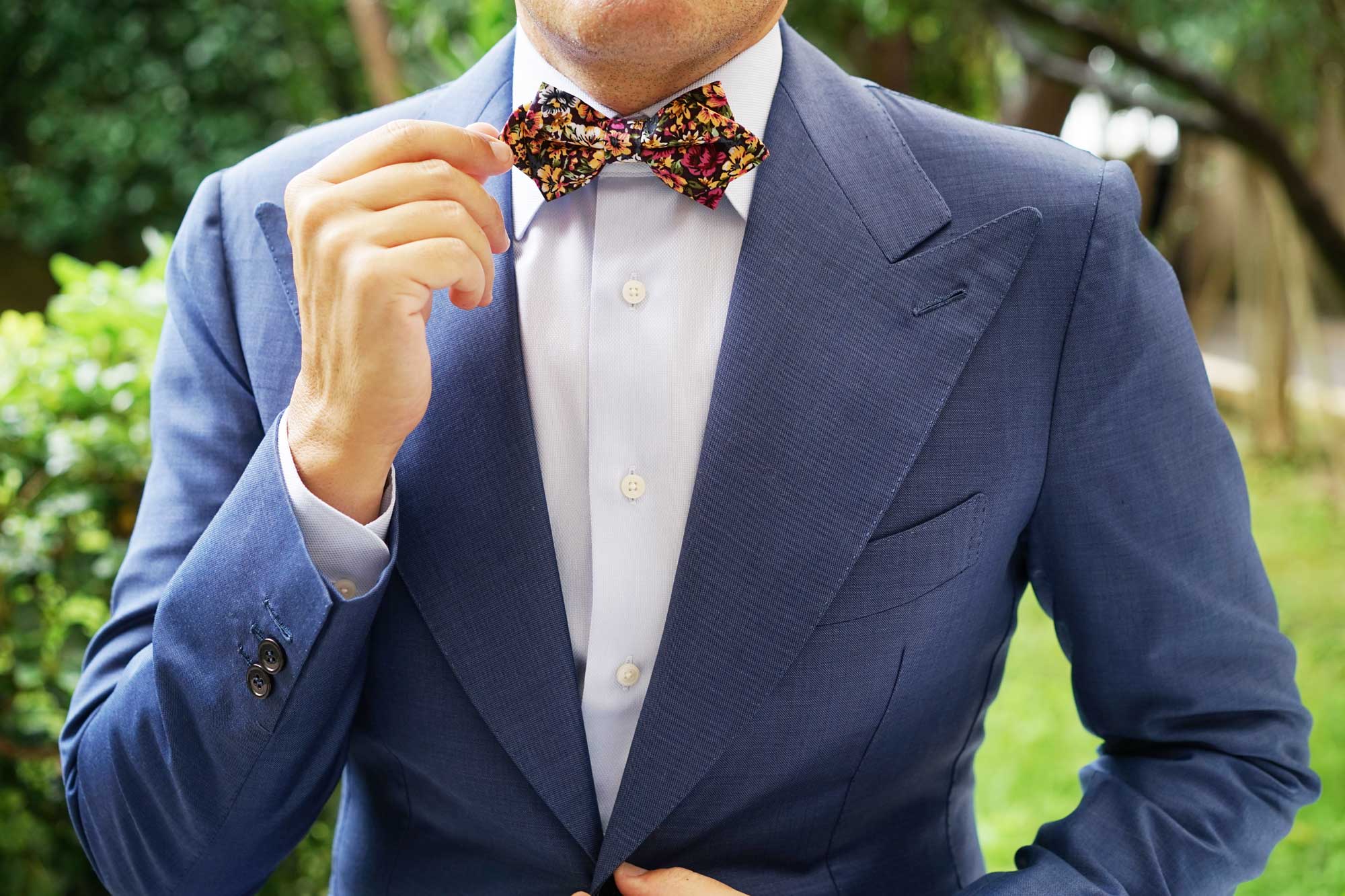 Orange Flowering Maple Diamond Bow Tie