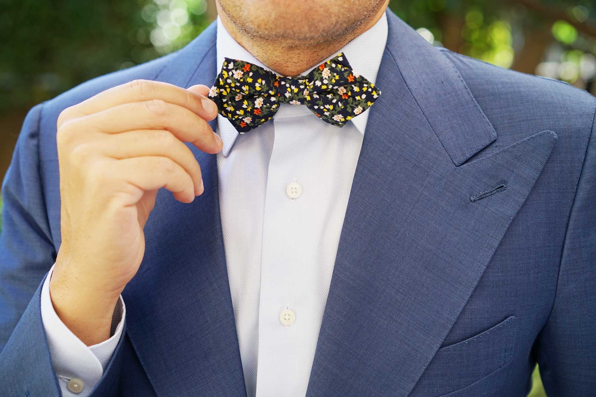 Anemone Floral Diamond Bow Tie