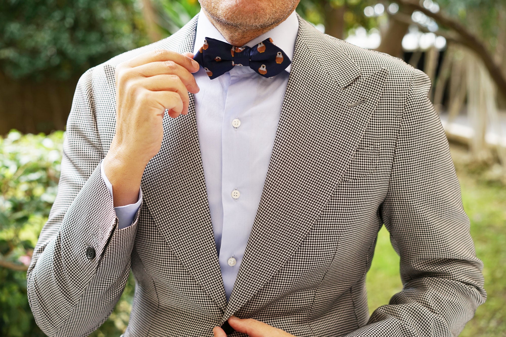 Brown Pigeon Bird Diamond Bow Tie