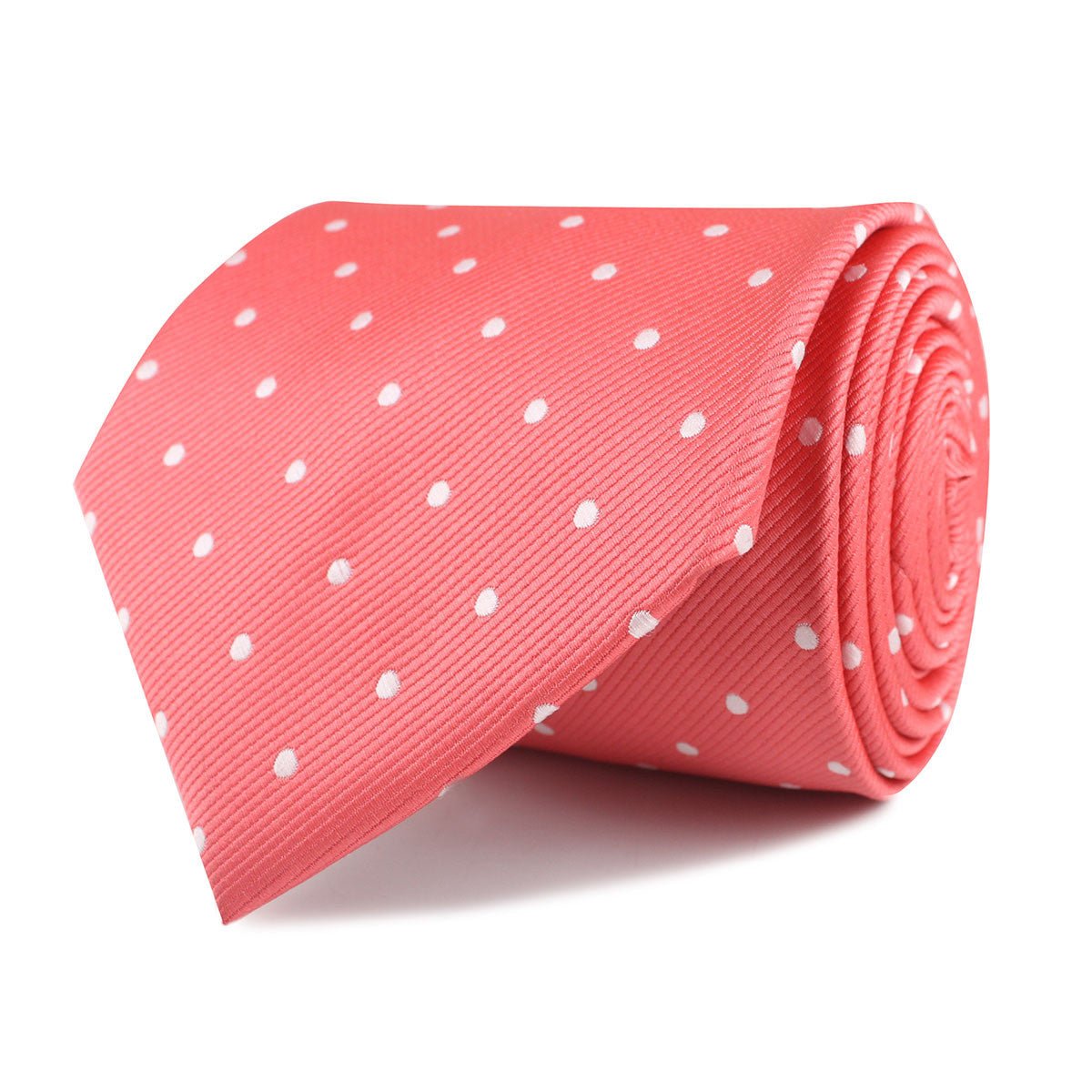 Coral Pink with White Polka Dots Necktie