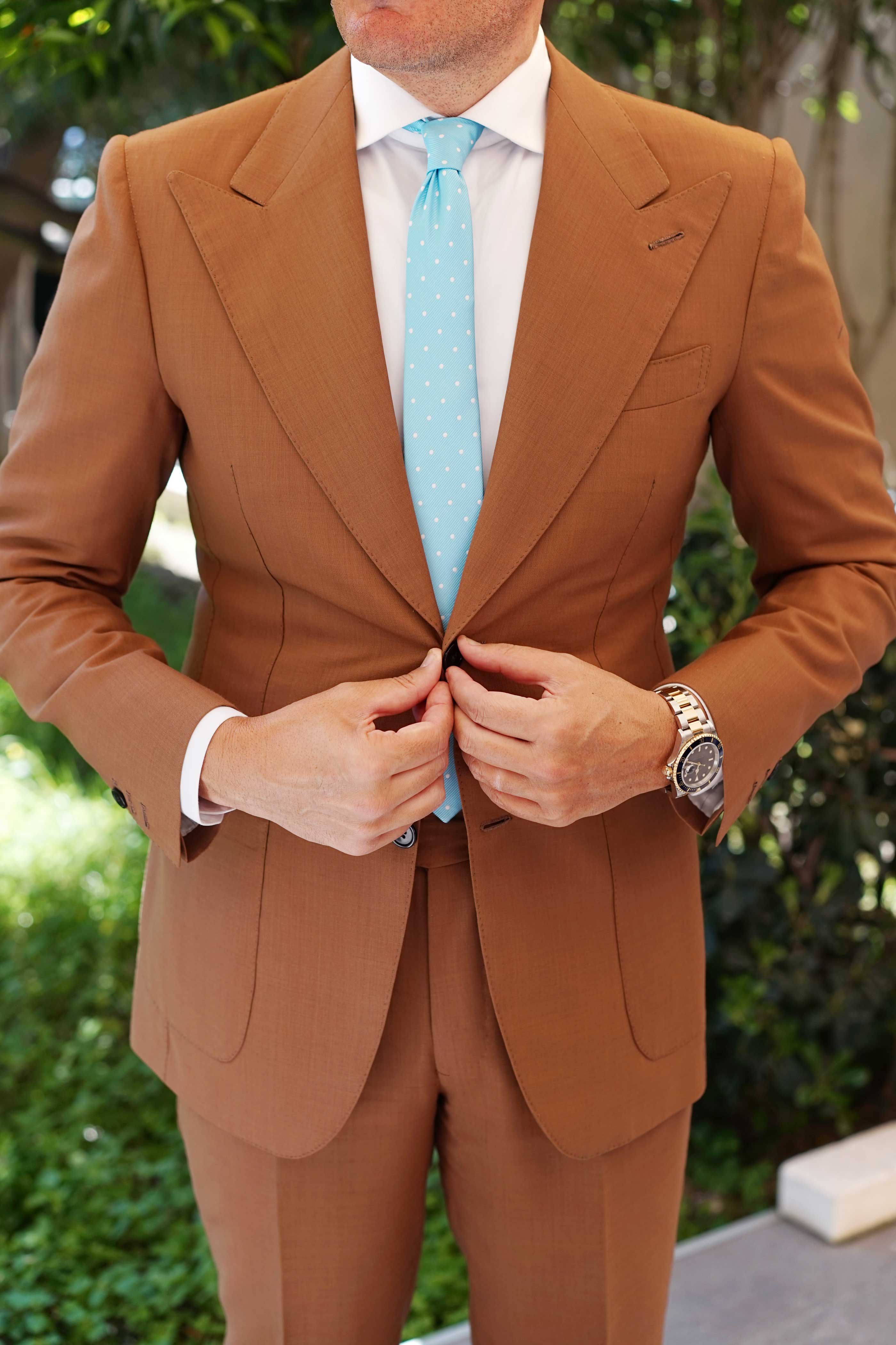 Sky Blue with White Polka Dots Skinny Tie