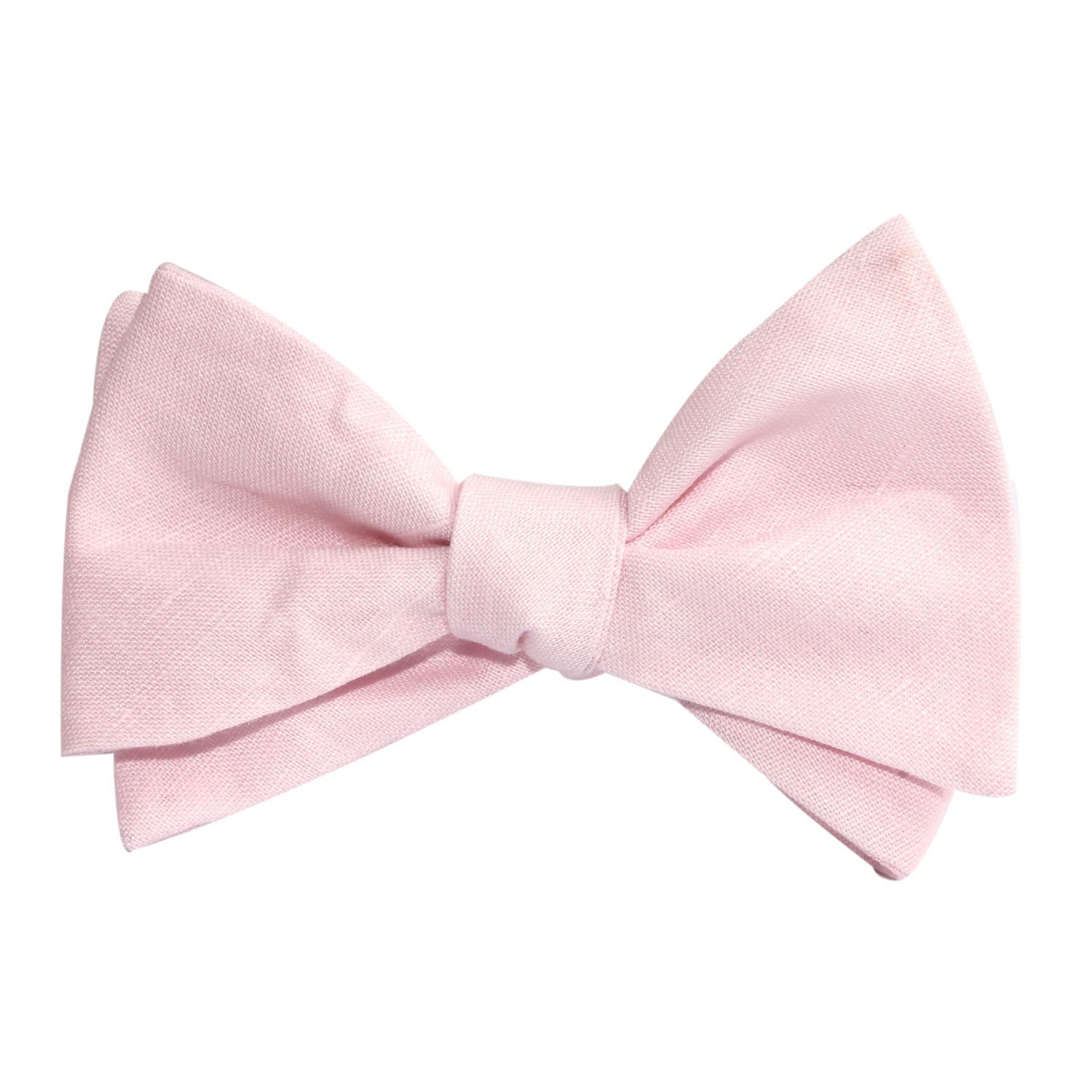 Blush Pink Slub Linen Self Tie Bow Tie