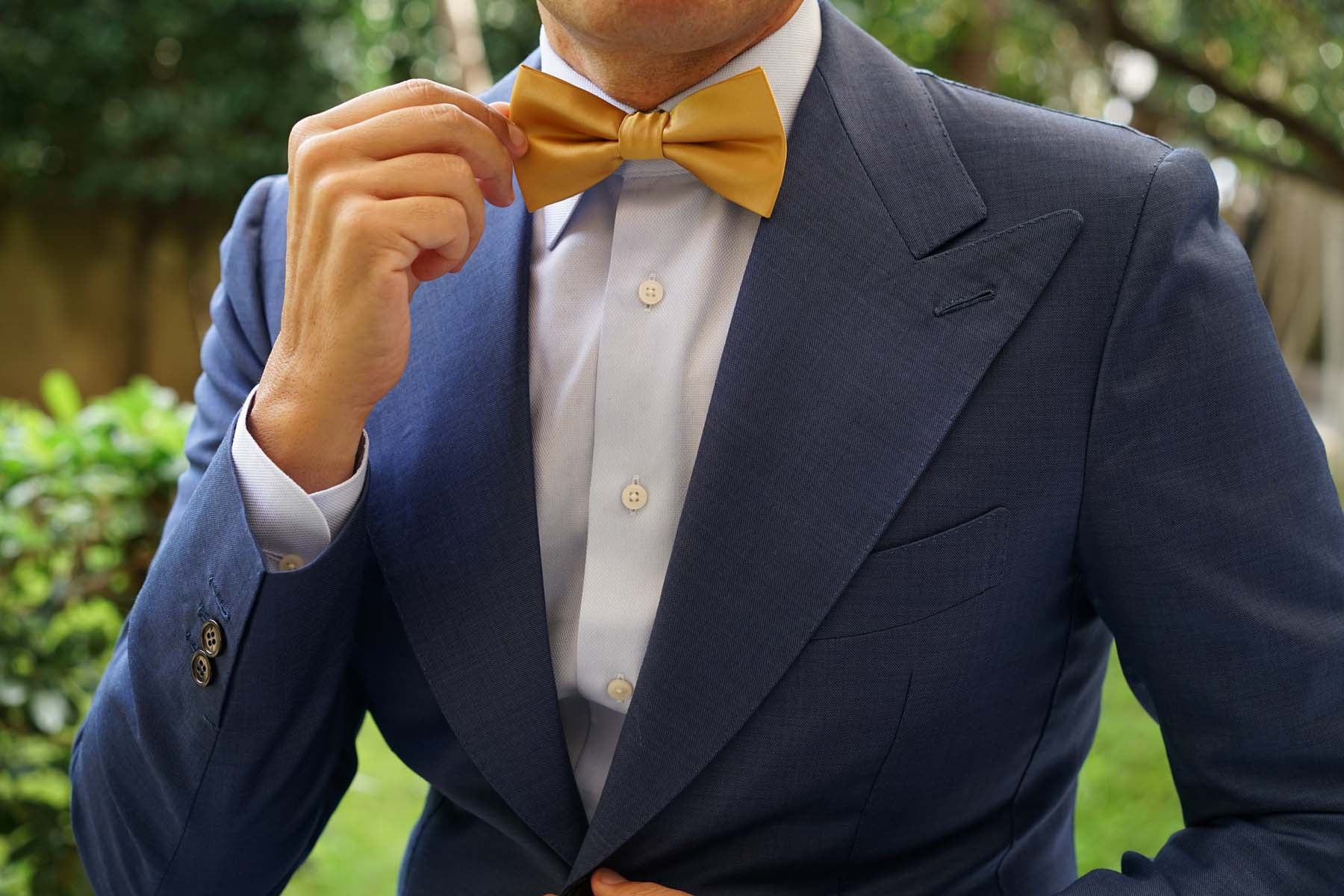 Gold Satin Bow Tie