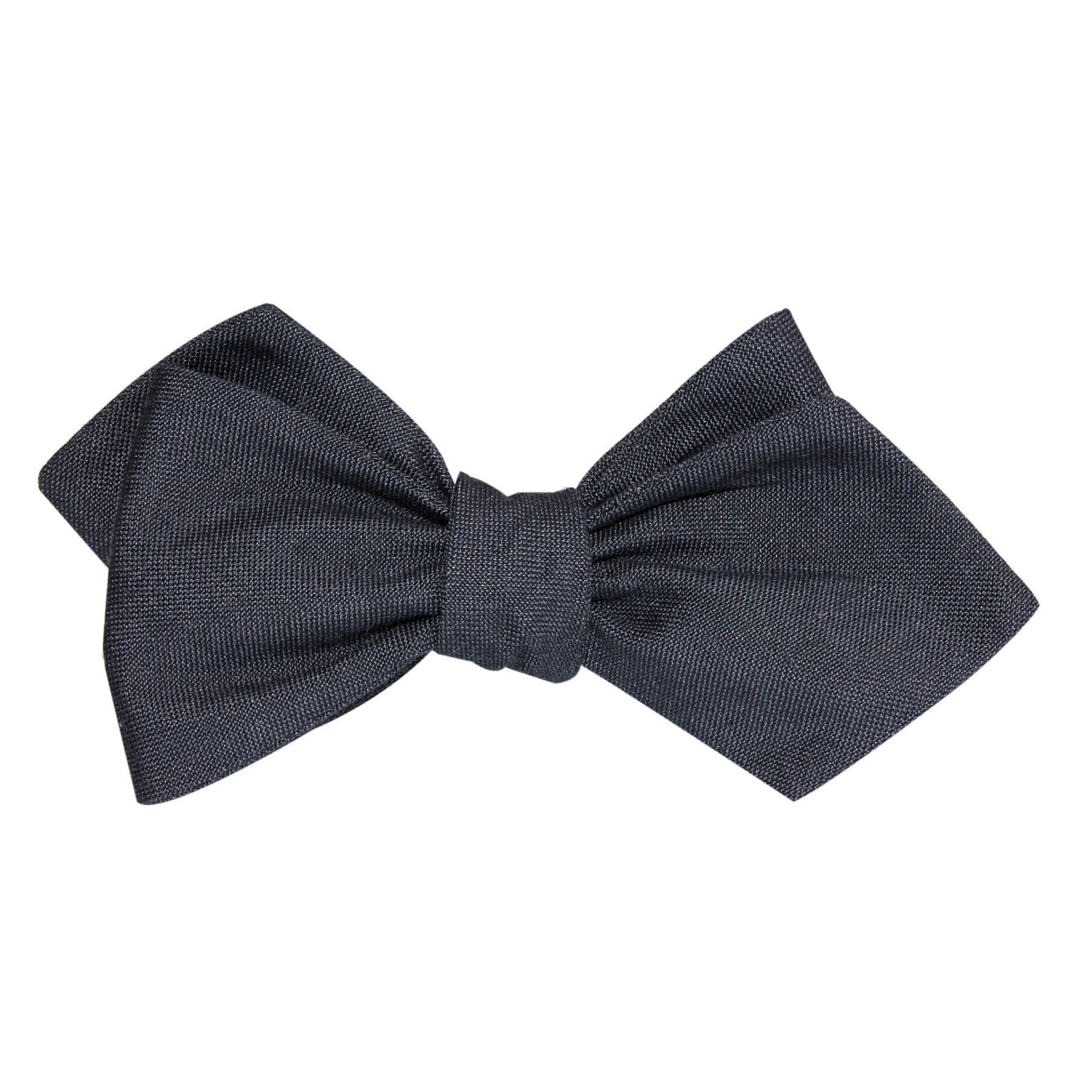 Charcoal Grey Slub Linen Self Tie Diamond Tip Bow Tie