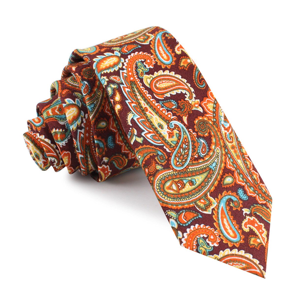 Baku Paisley Orange Skinny Tie