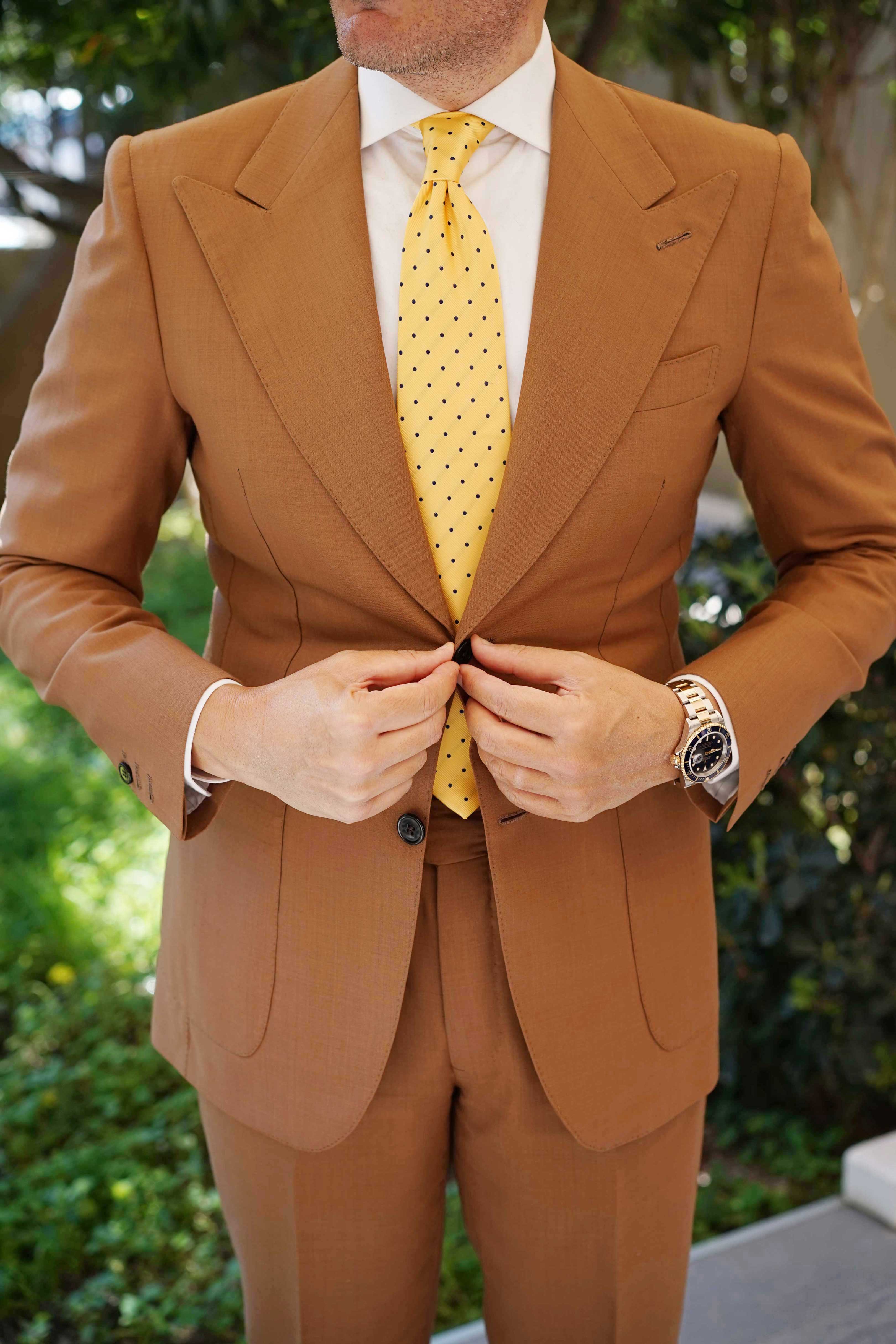 Yellow Tie with Polka Dots