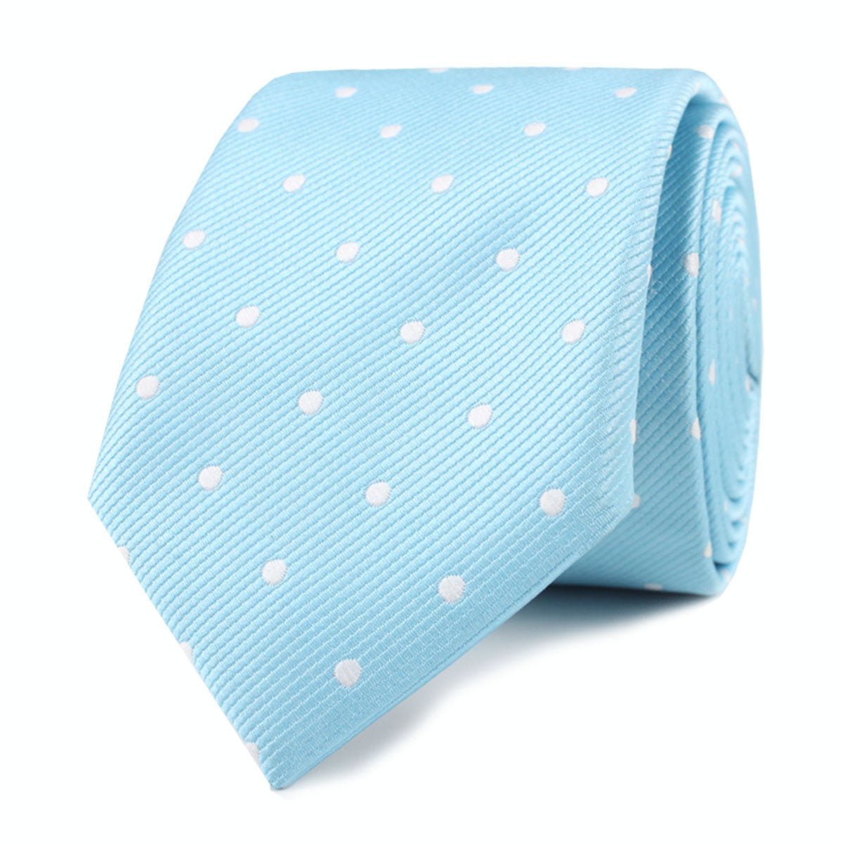 Sky Blue with White Polka Dots Skinny Tie