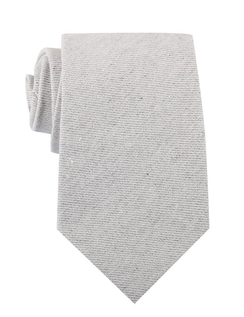 Light Grey Twill Stripe Linen Necktie