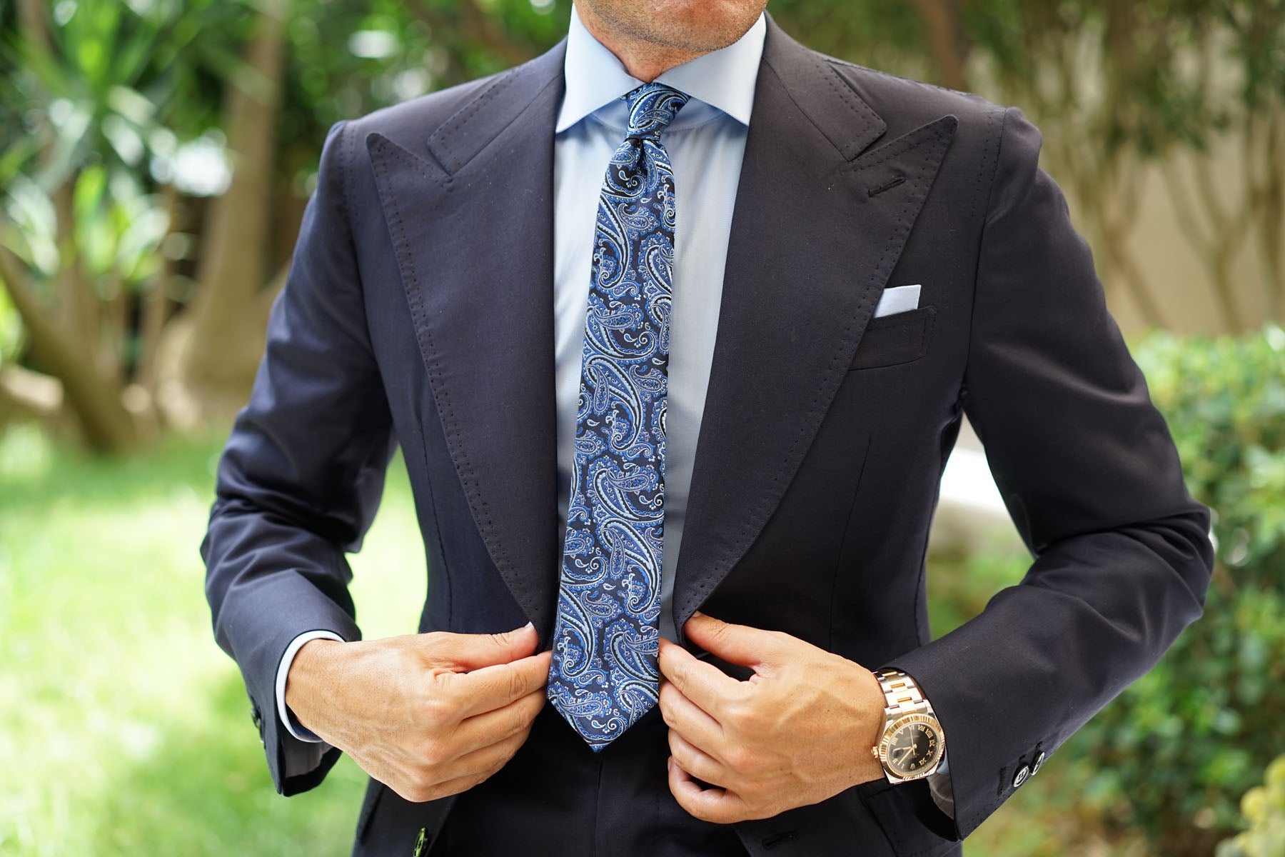 Paisley Black and Blue Skinny Tie