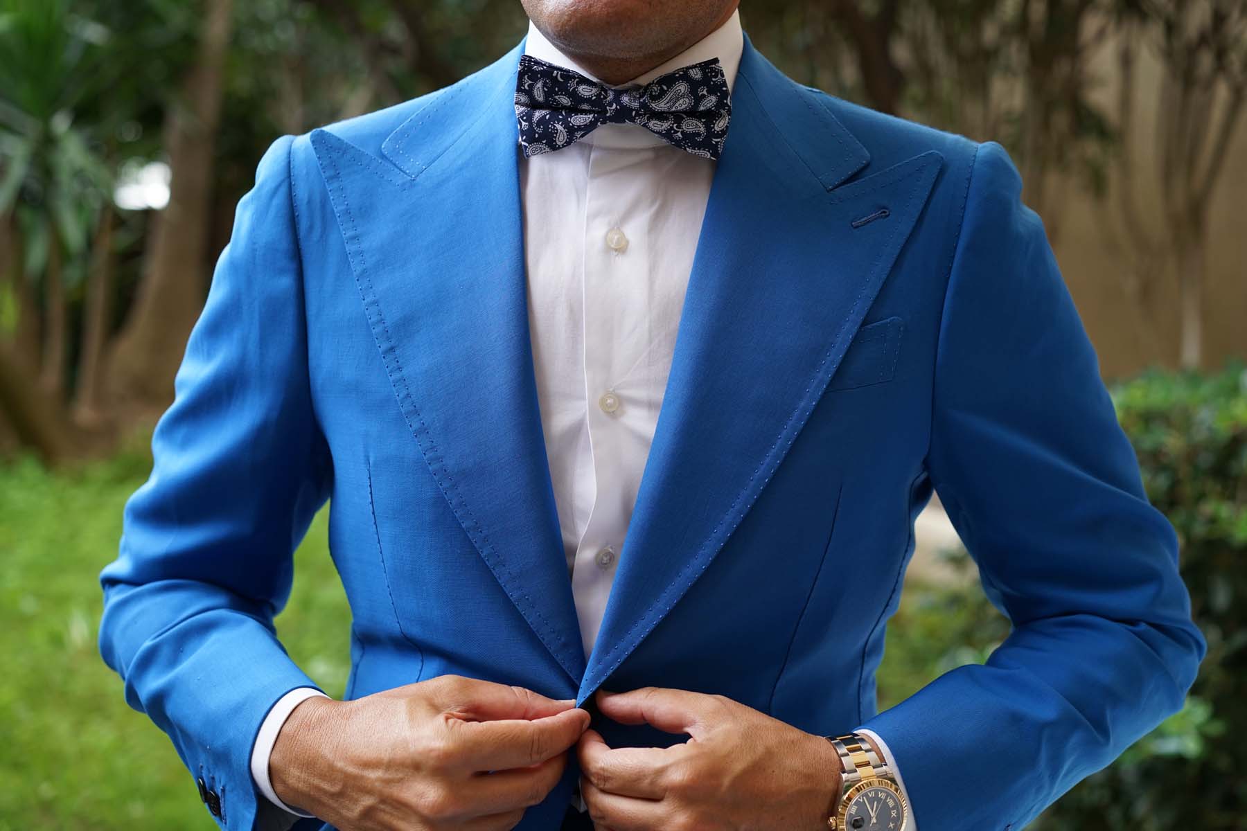 Moroccan Blue Paisley Bow Tie