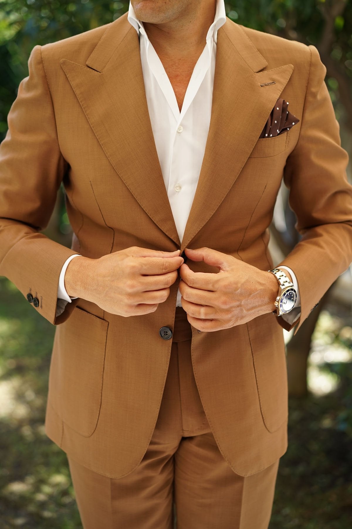 Brown with White Polka Dots Pocket Square