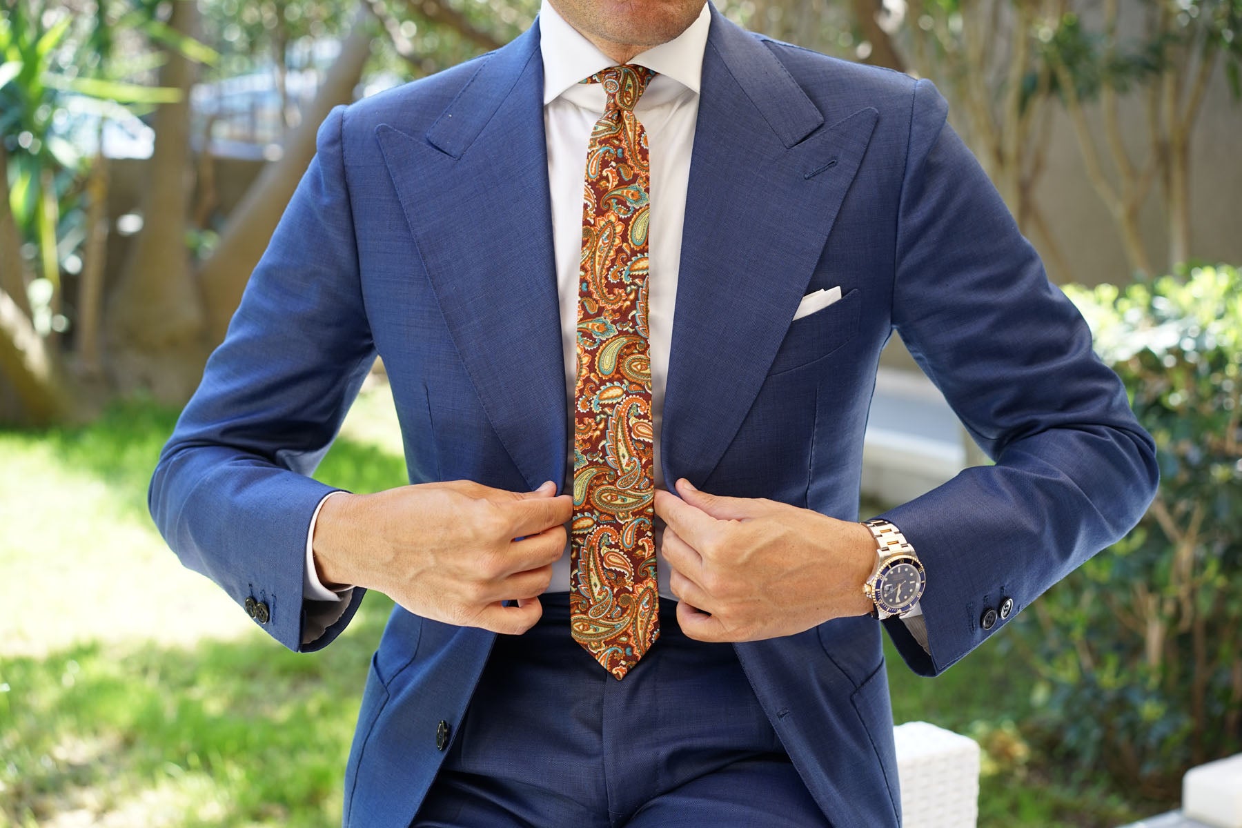 Baku Paisley Orange Skinny Tie