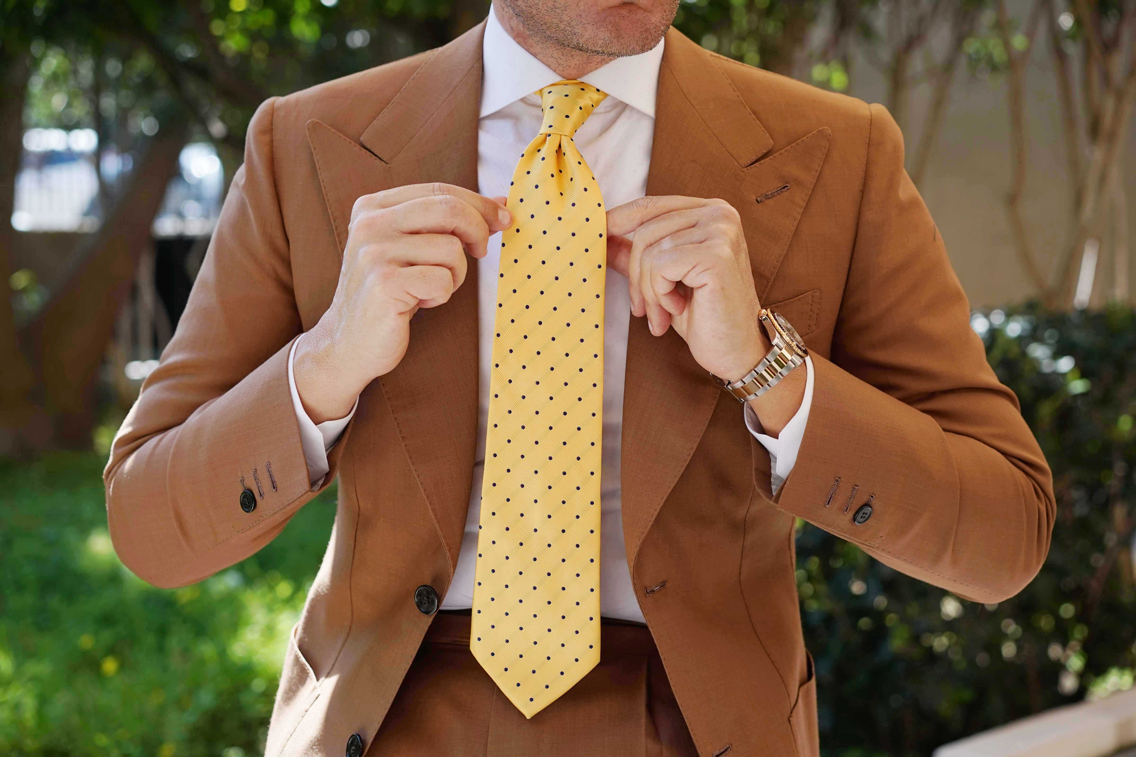 Yellow Tie with Polka Dots