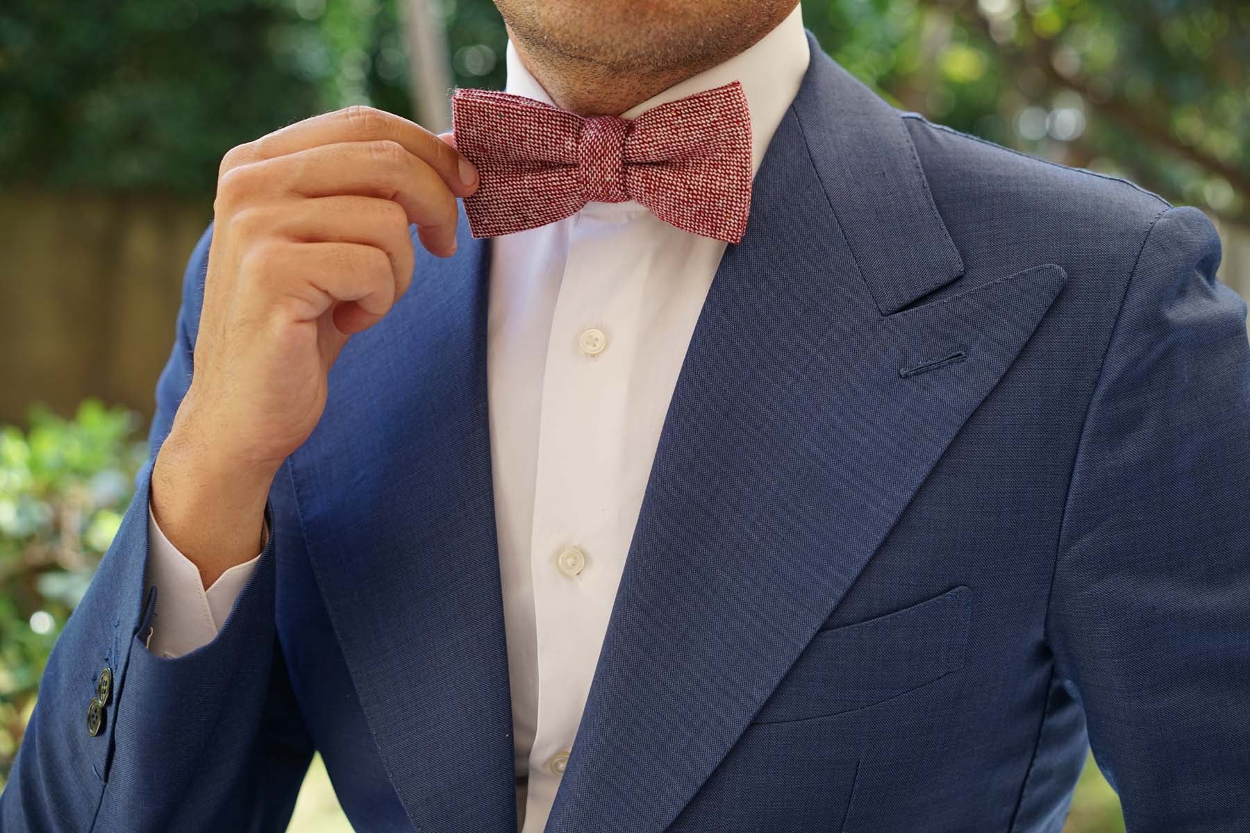 Burgundy Sharkskin Bow Tie