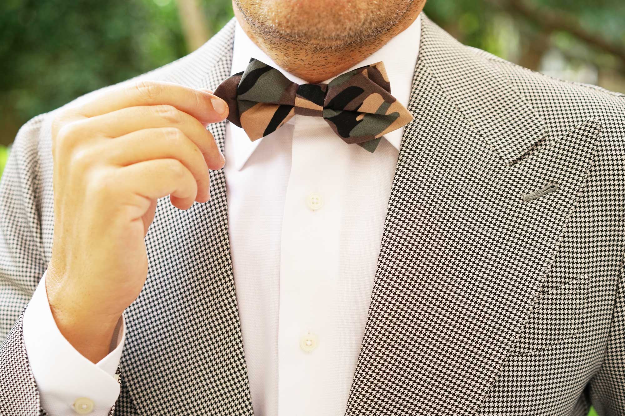 Forest Green Camouflage Diamond Bow Tie