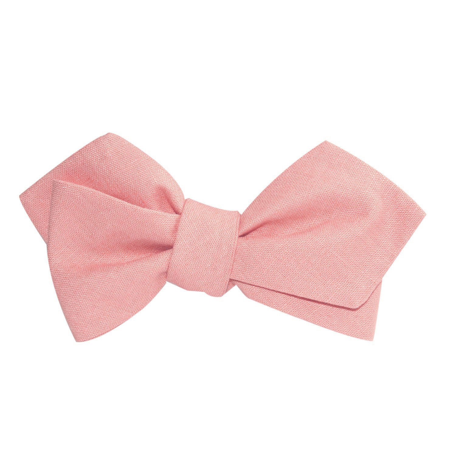 Dusty Peach Slub Linen Self Tie Diamond Tip Bow Tie