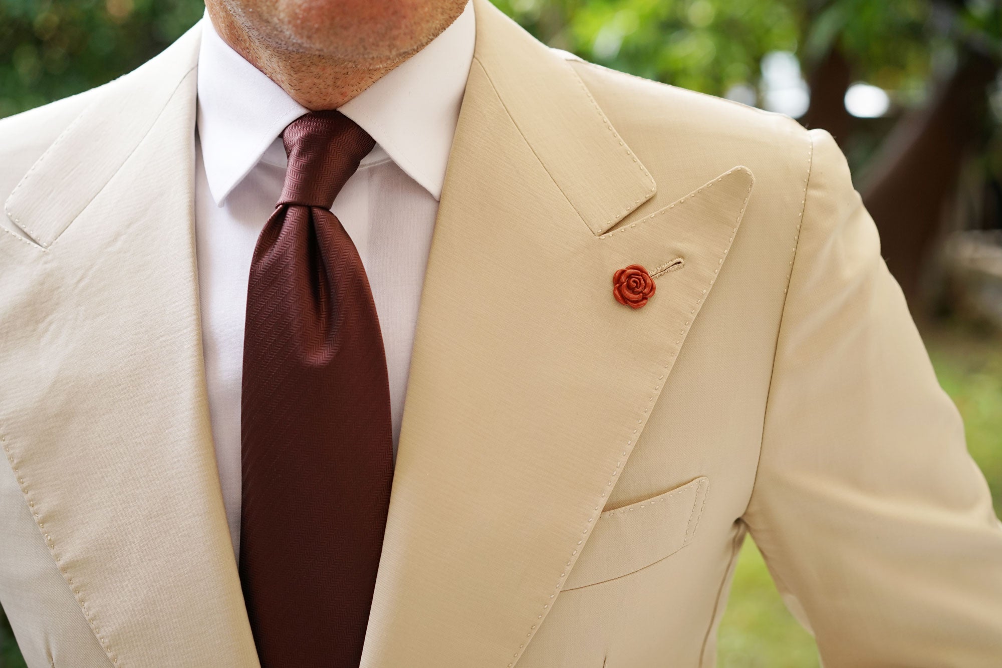 Burnt Dark Orange Rose Metal Lapel Pin