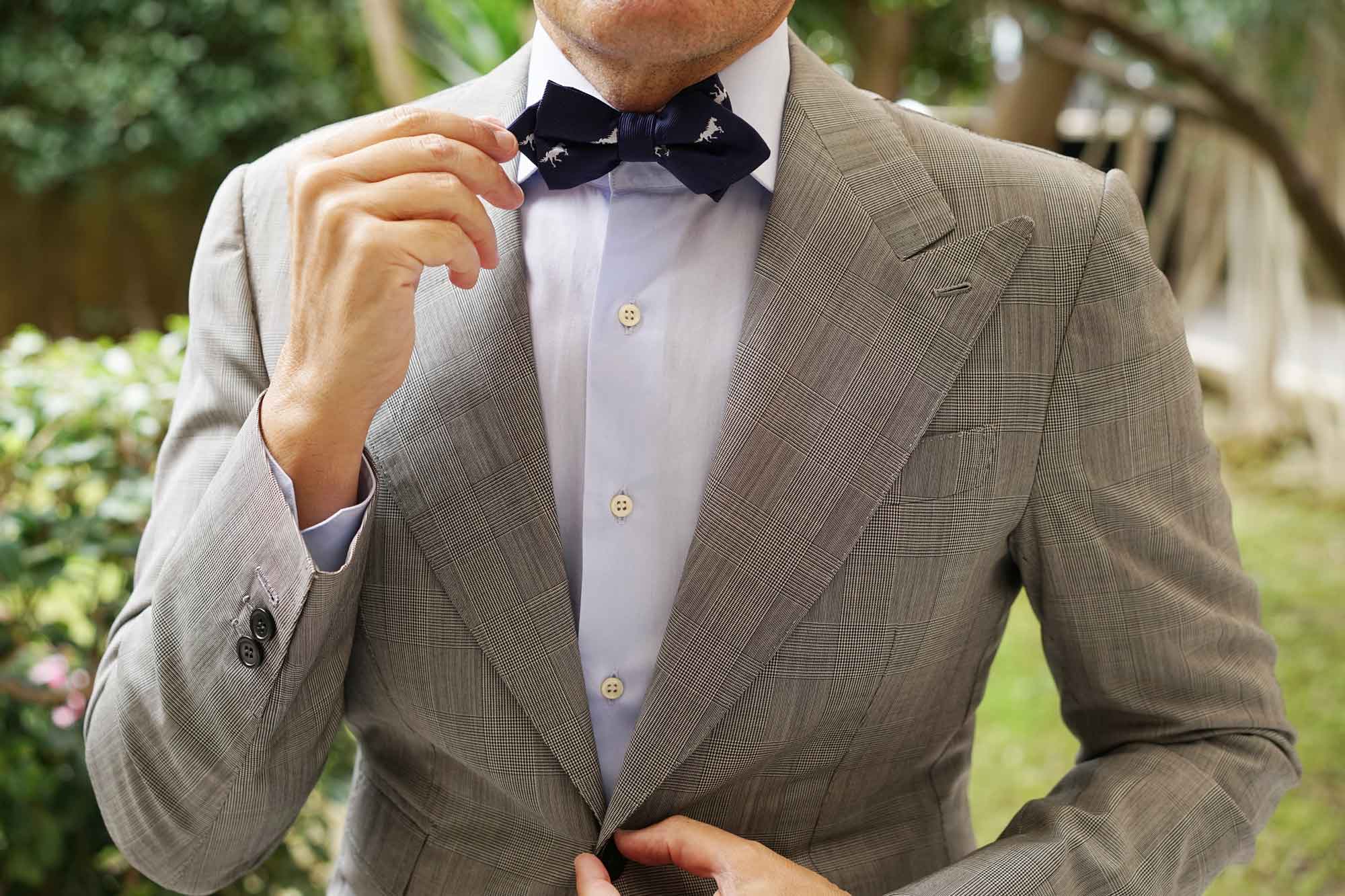 Navy Blue Race Horse Diamond Bow Tie