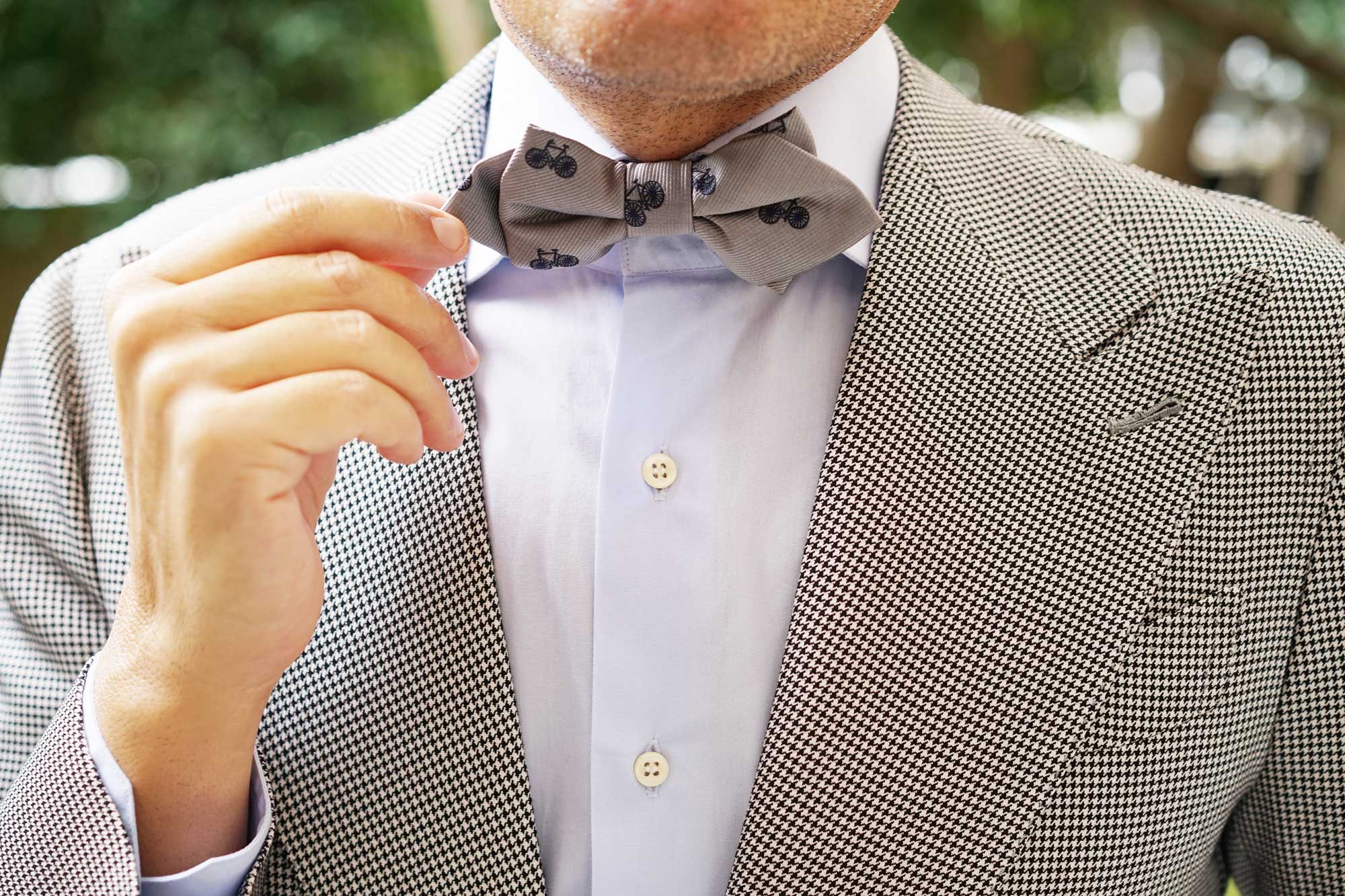 Grey with Navy Blue French Bicycle Diamond Bow Tie