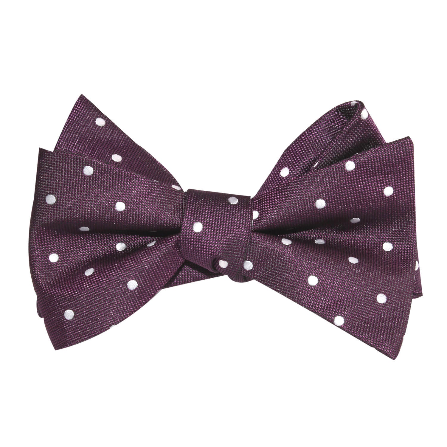 Eggplant Plum Purple with White Polka Dots Self Tie Bow Tie