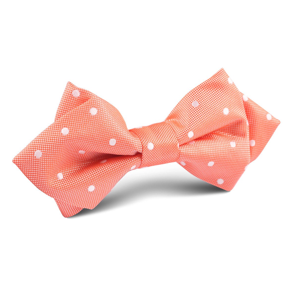 Coral Orange with White Polka Dots Diamond Bow Tie