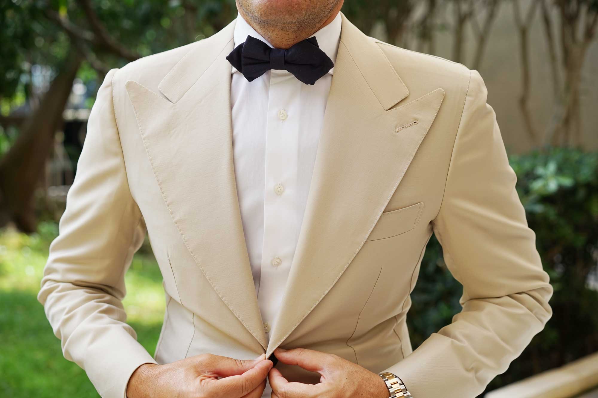 Navy Blue Cotton Diamond Bow Tie