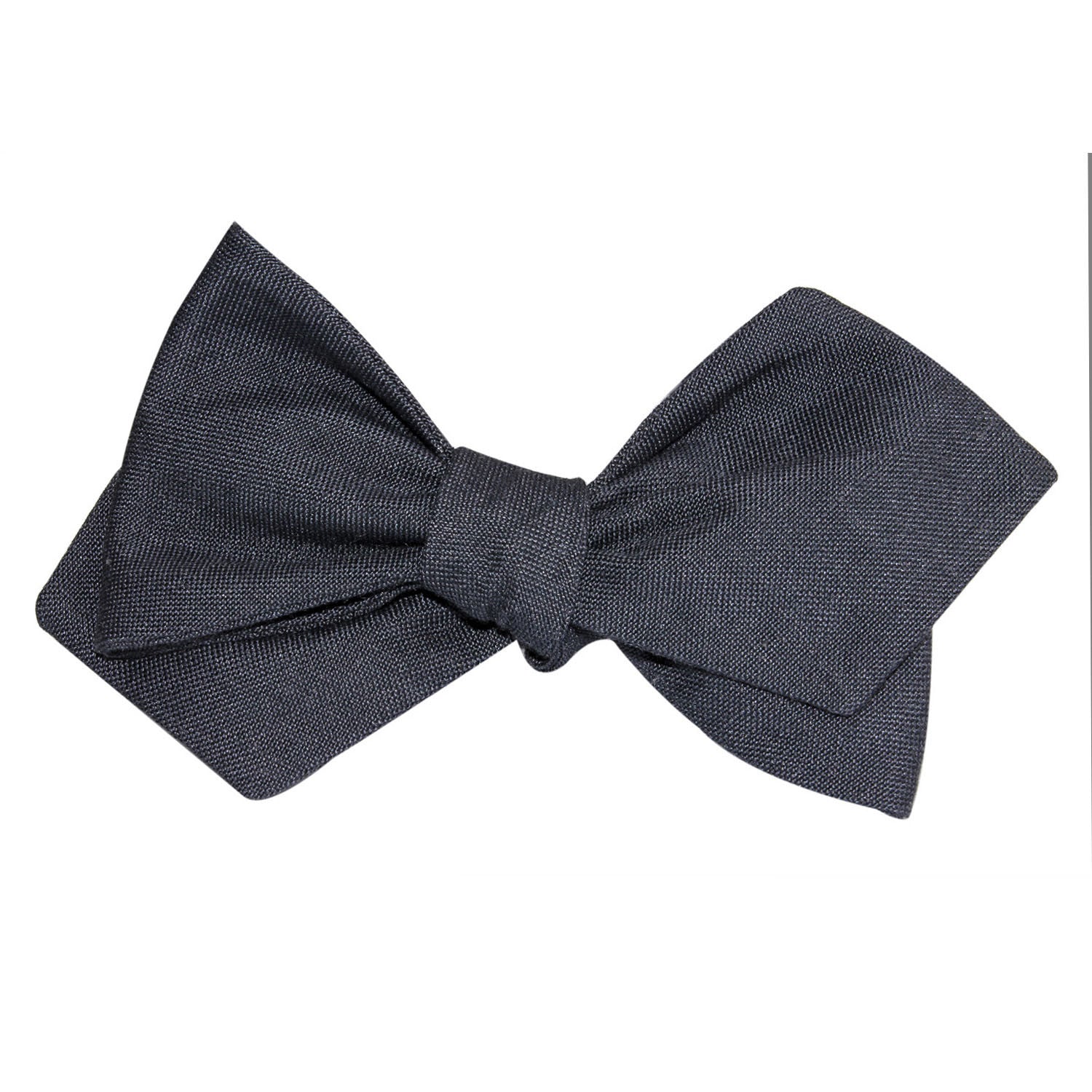 Charcoal Grey Slub Linen Self Tie Diamond Tip Bow Tie