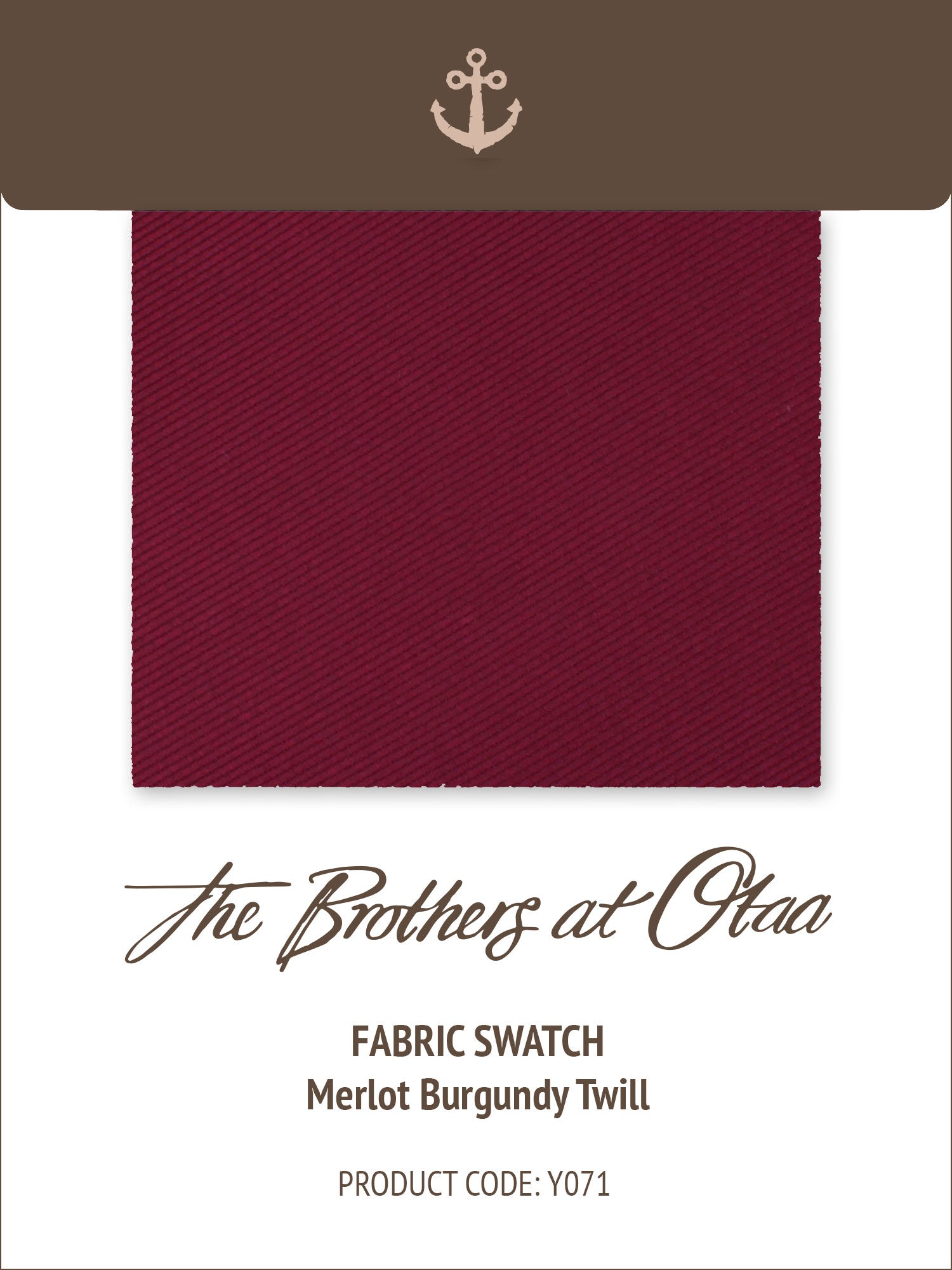 Fabric Swatch (Y071) - Merlot Burgundy Twill