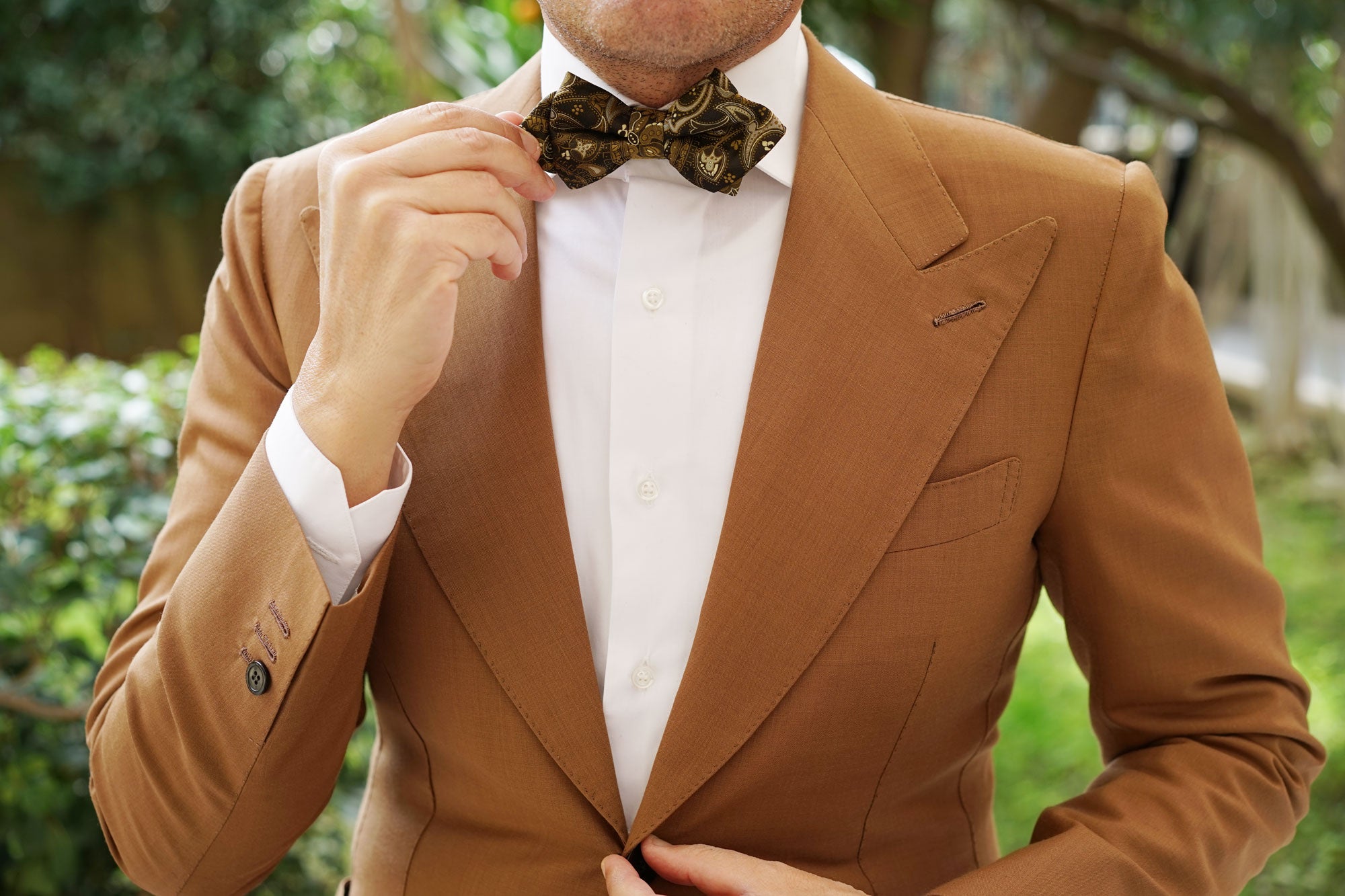 Persian Paisley Brown Diamond Bow Tie