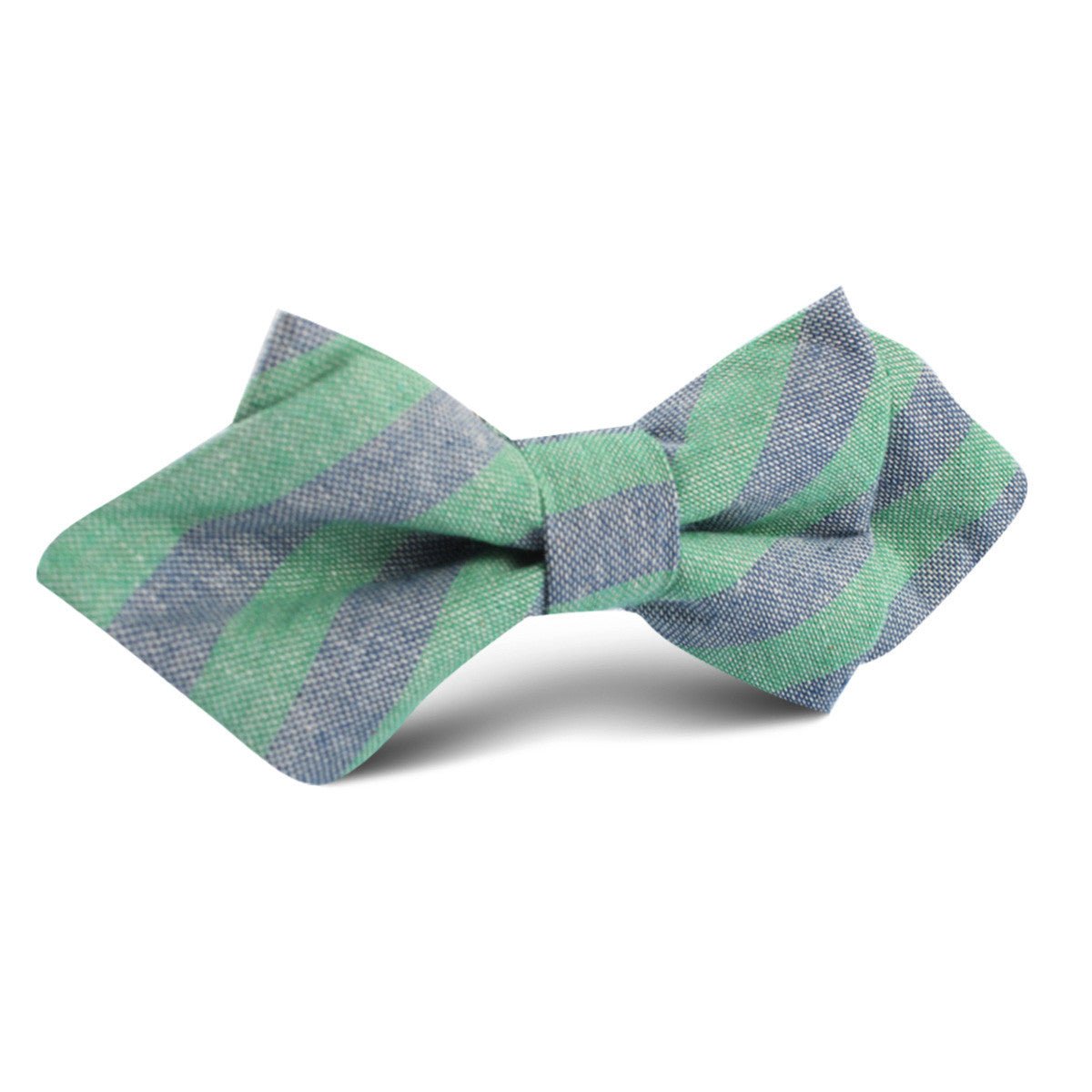 Green & Blue Bengal Linen Diamond Bow Tie