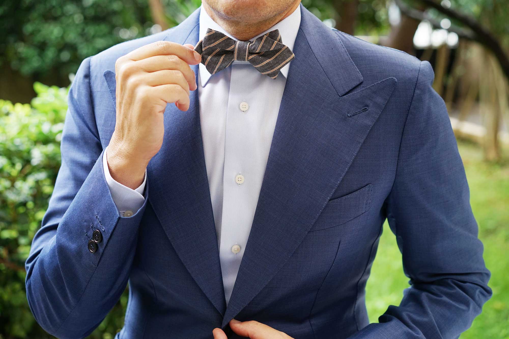 Mustard Pinstripe Diamond Bow Tie