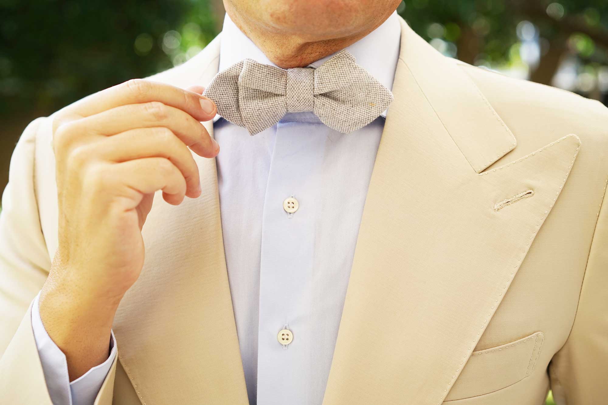 Dry Grey Donegal Linen Diamond Bow Tie