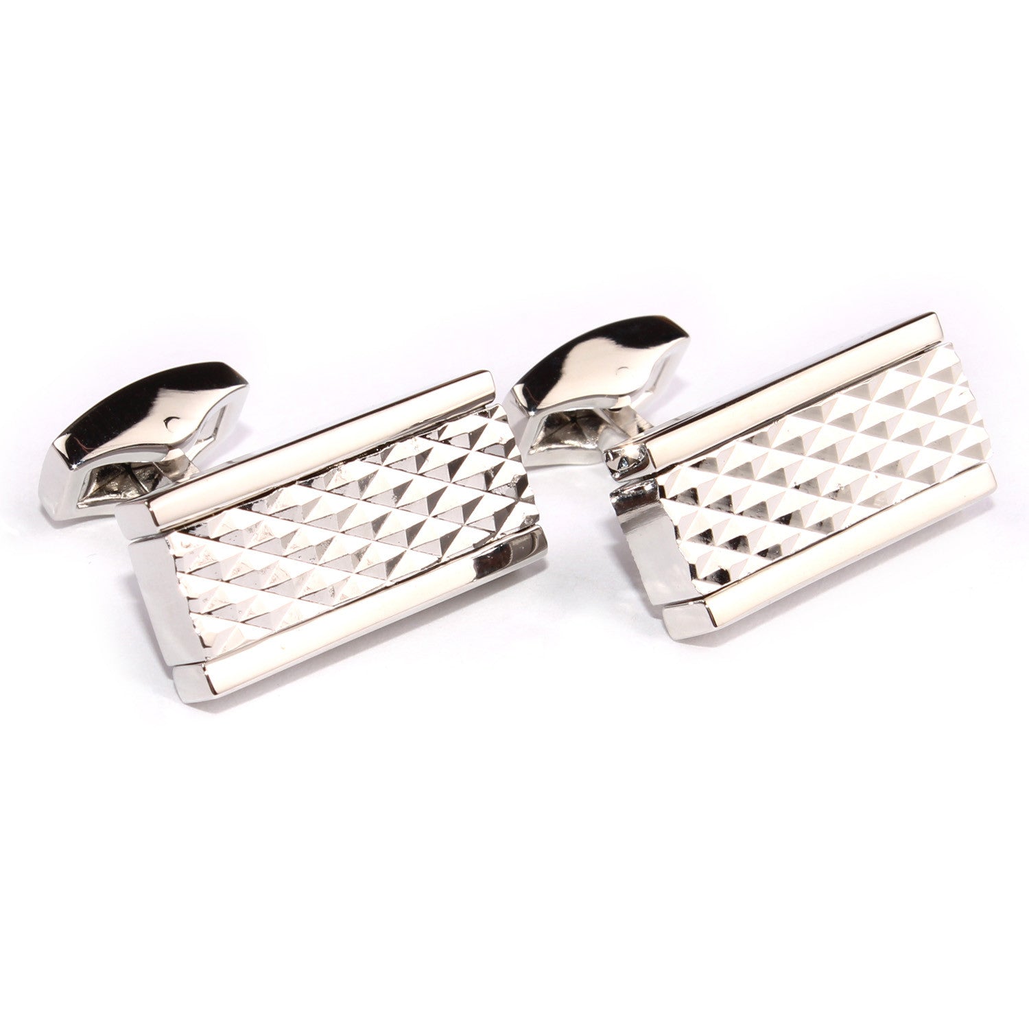 Silver Studded Diamond Pyramid Cufflinks