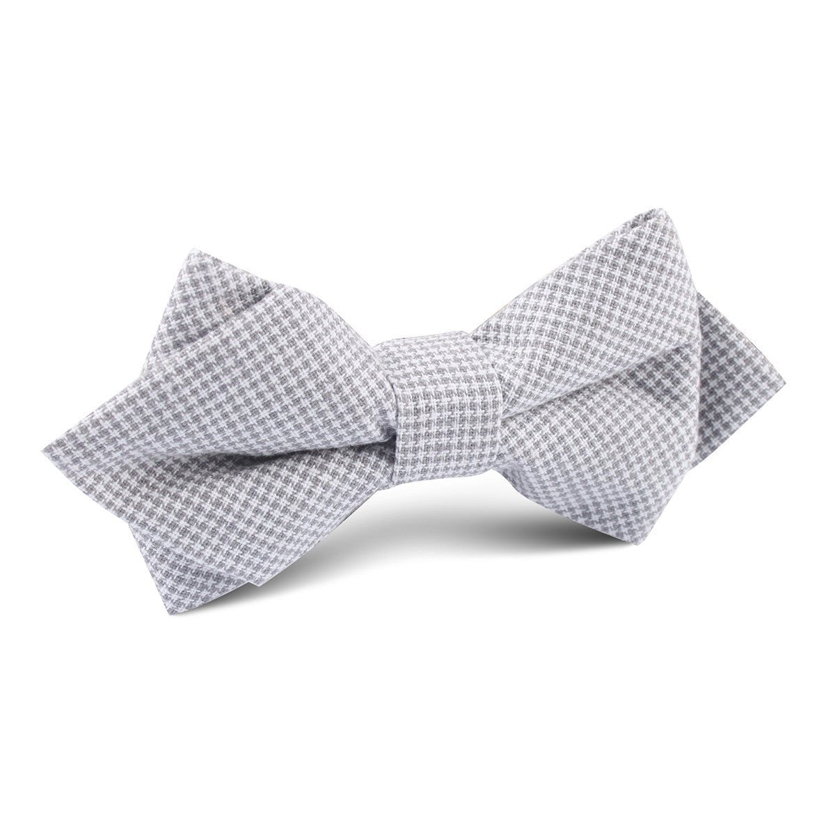 Light Grey Houndstooth Linen Diamond Bow Tie