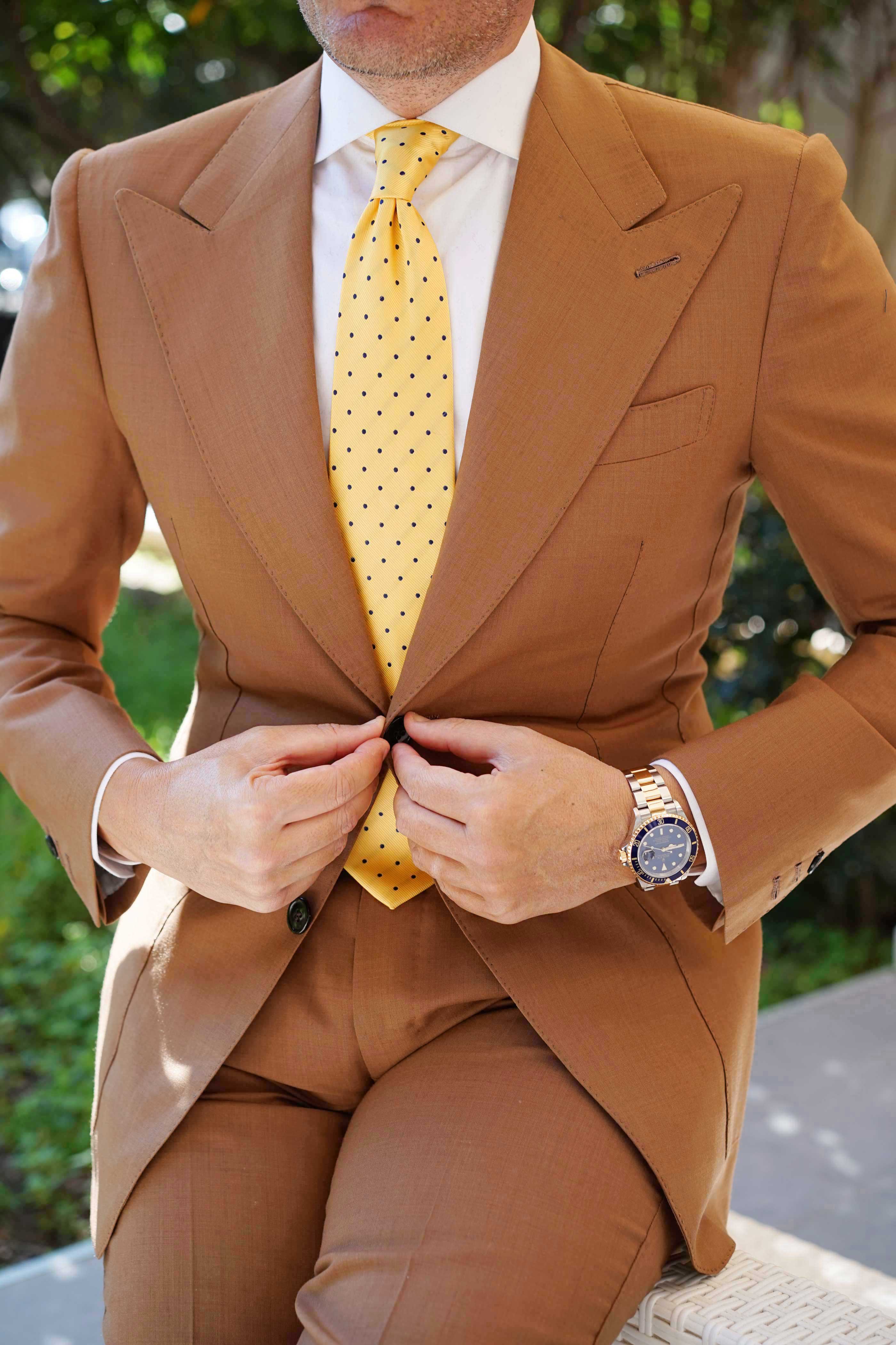 Yellow Tie with Polka Dots