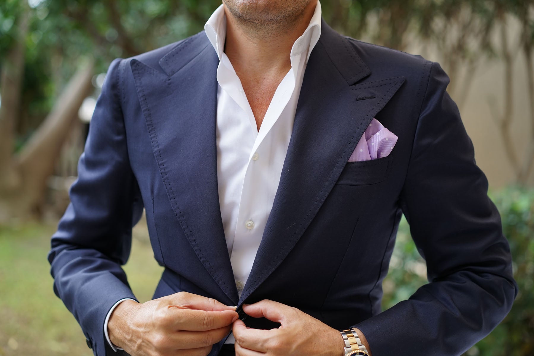 Light Purple with White Polka Dots Pocket Square