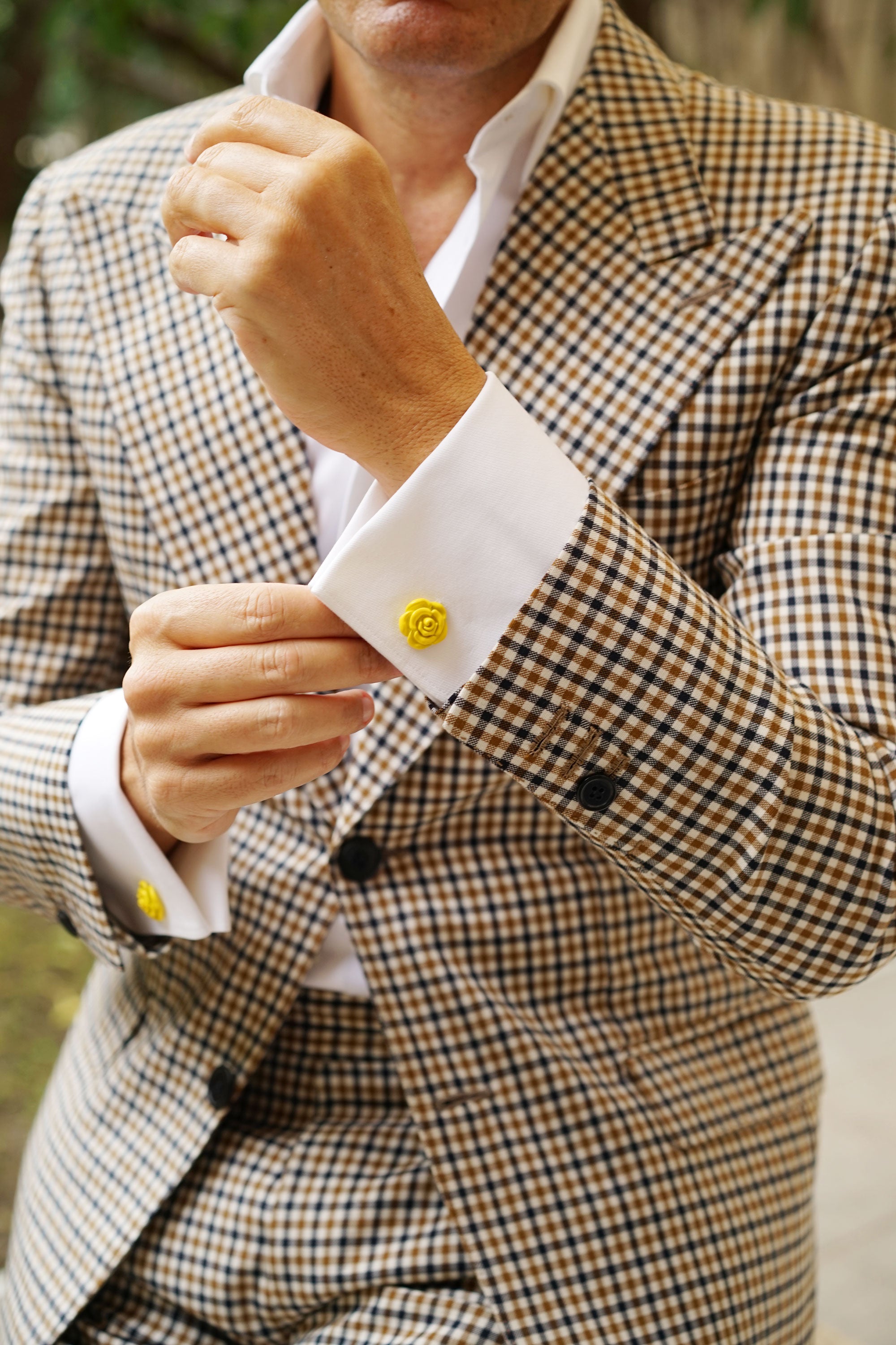 Yellow Rose Metal Cufflinks