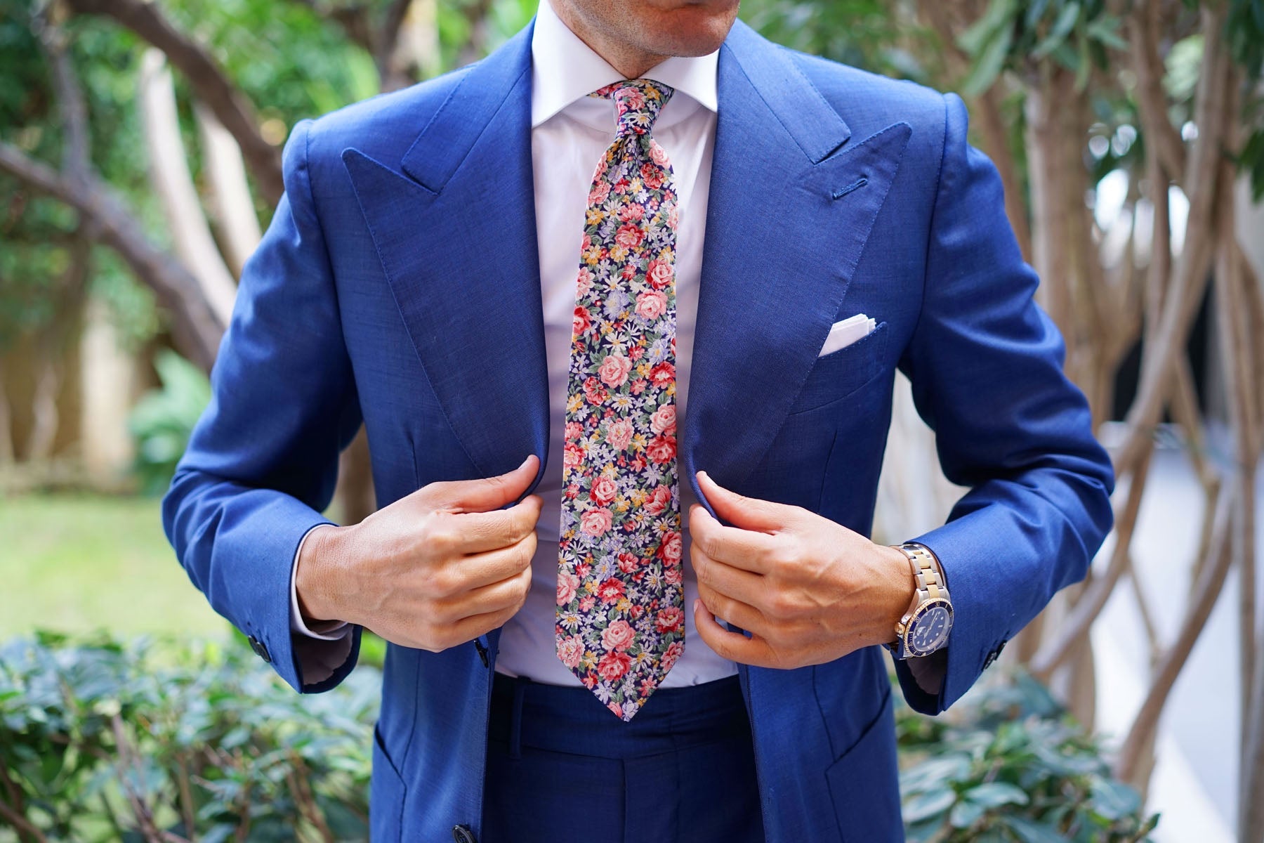 Pink Chrysanthemum Floral Tie