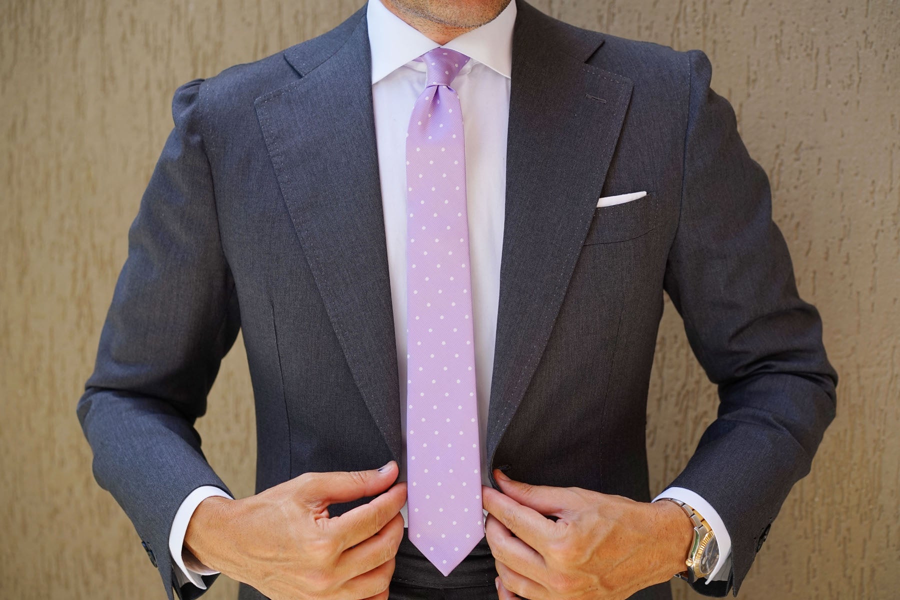 Light Purple with White Polka Dots Skinny Tie