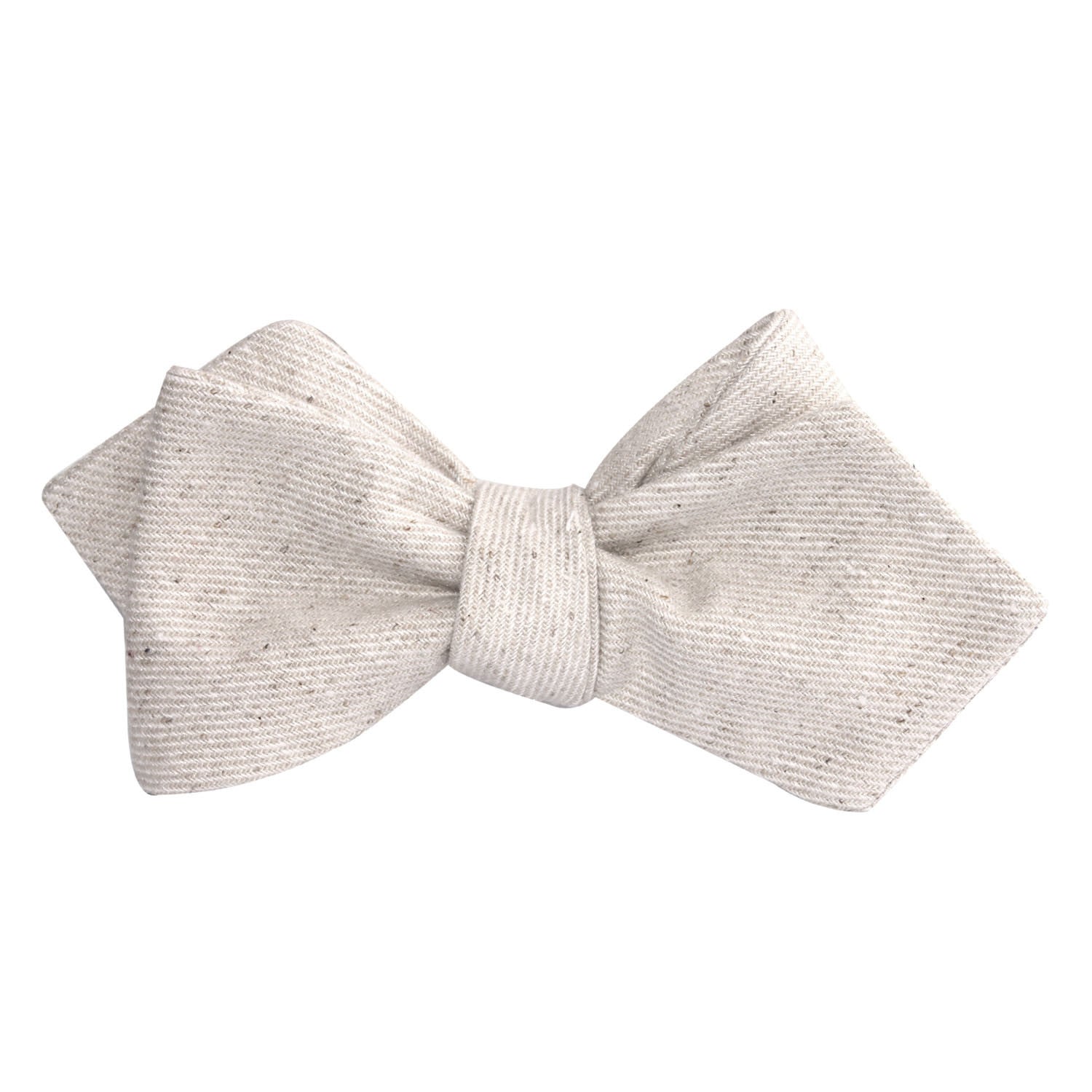 Khaki Twill Stripe Linen Self Tie Diamond Tip Bow Tie