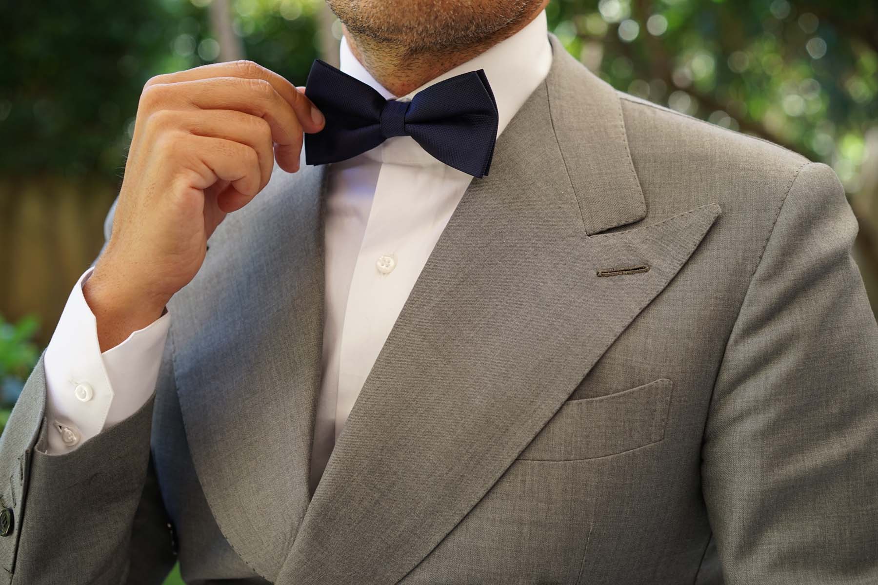 Nude Navy Blue Bow Tie