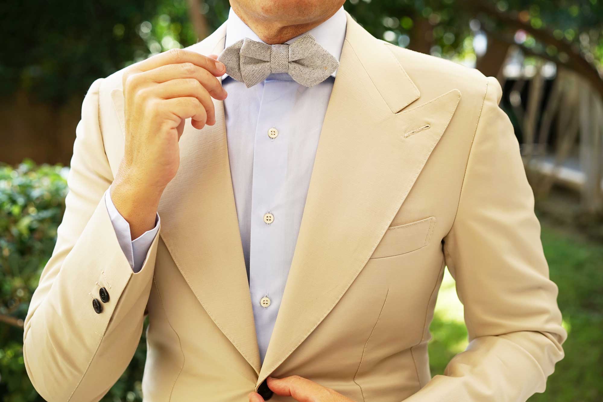 Dry Grey Donegal Linen Diamond Bow Tie