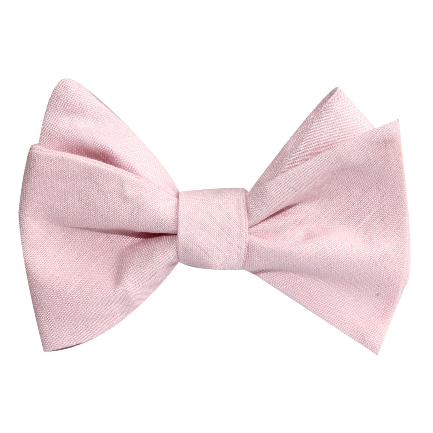 Blush Pink Slub Linen Self Tie Bow Tie