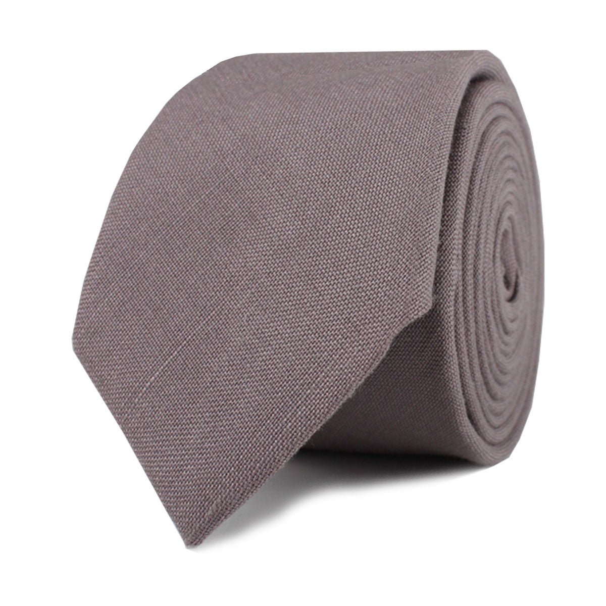 Grey Slub Linen Skinny Tie