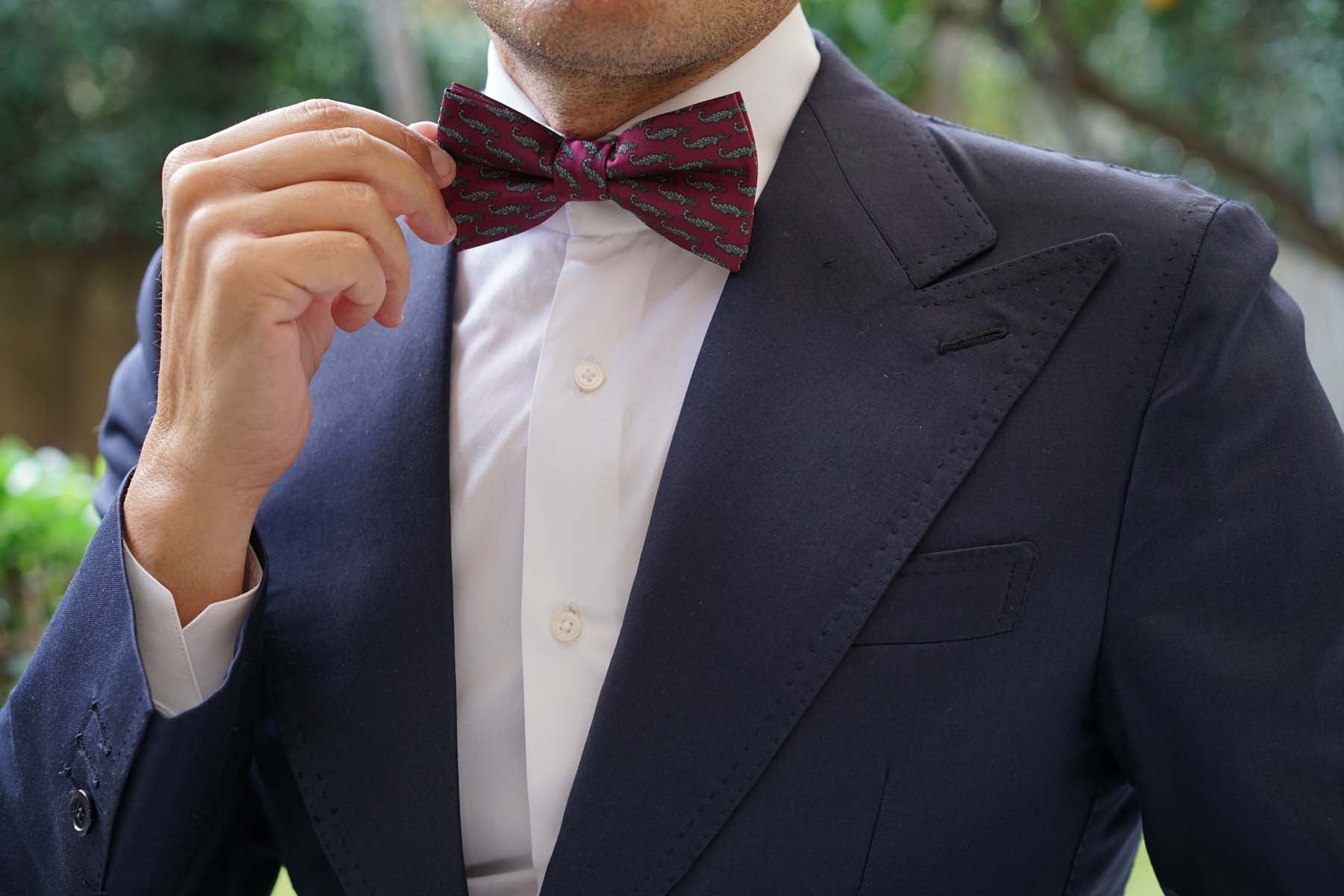 Burgundy Crocodile Dundee Bow Tie