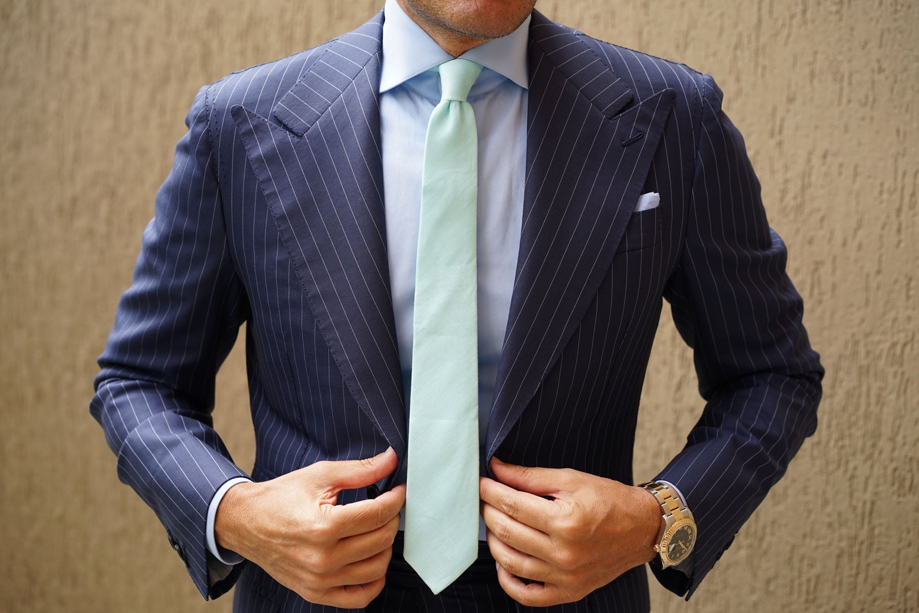 Mint Green Linen Skinny Tie