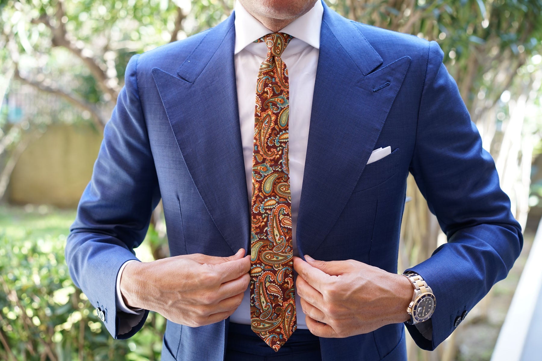 Baku Paisley Orange Skinny Tie